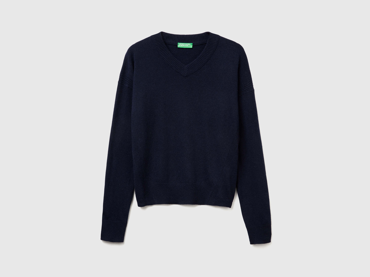 Maglione con scollo a V da donna blu scuro | Benetton Outlet