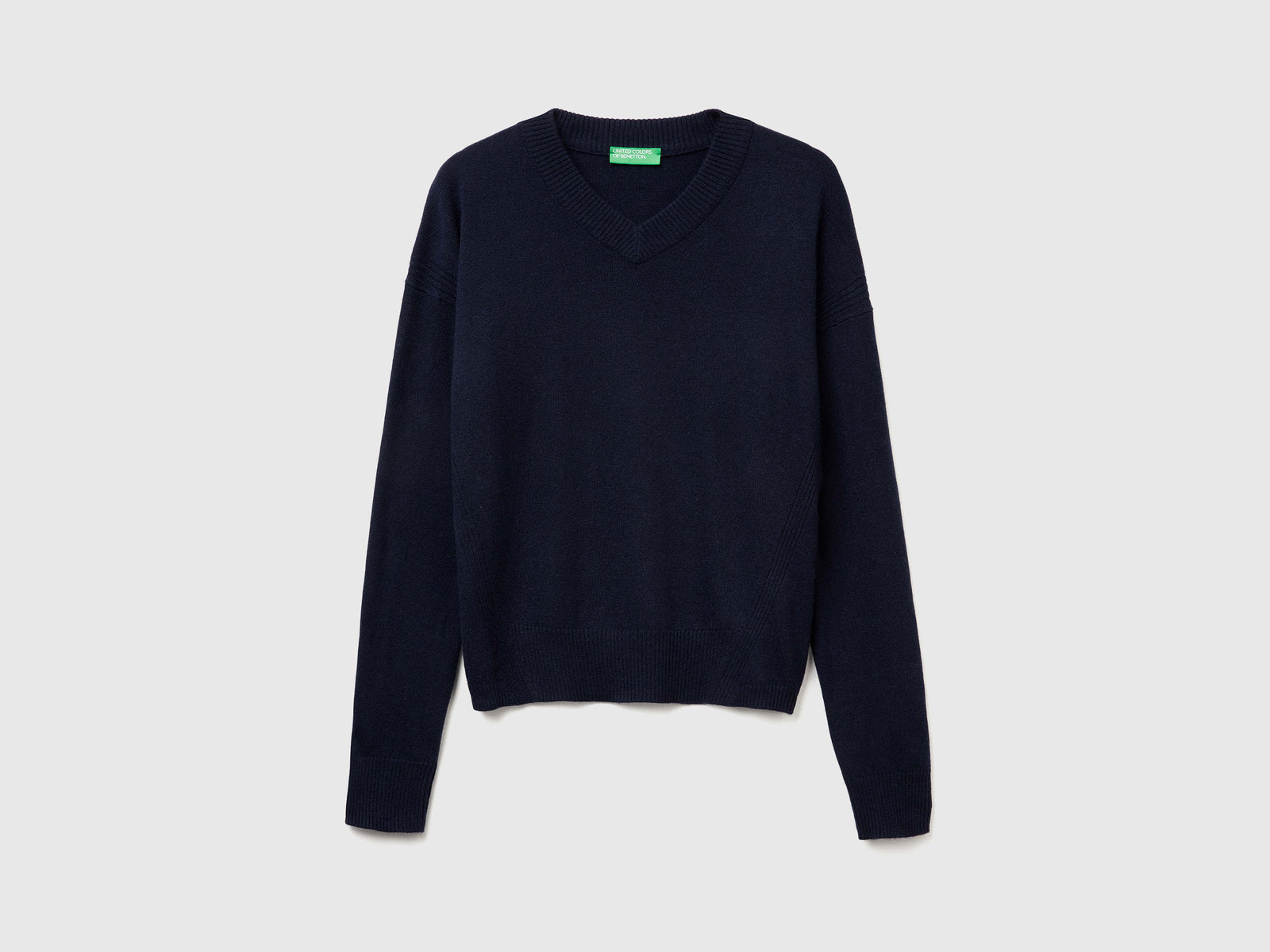Maglione con scollo a V da donna blu scuro | Benetton Outlet