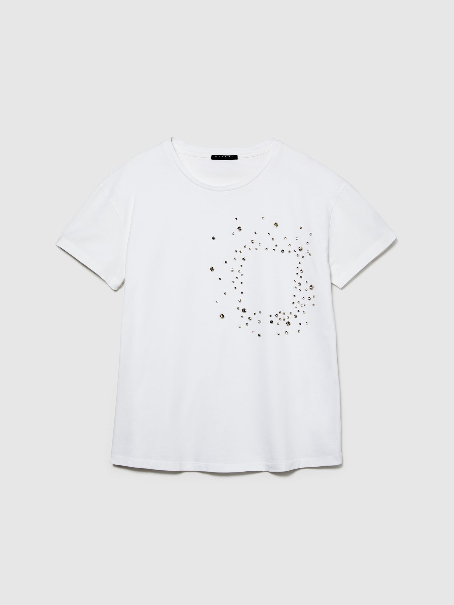 T-shirt con strass da donna bianco | Sisley Outlet