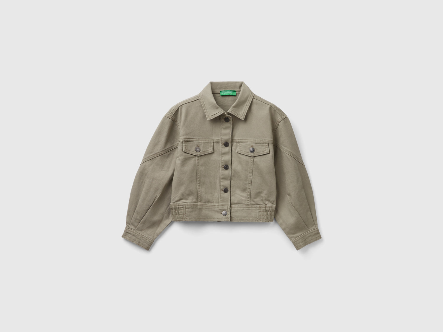 Giacca in cotone stretch colorato da bambina verde chiaro | Benetton Outlet