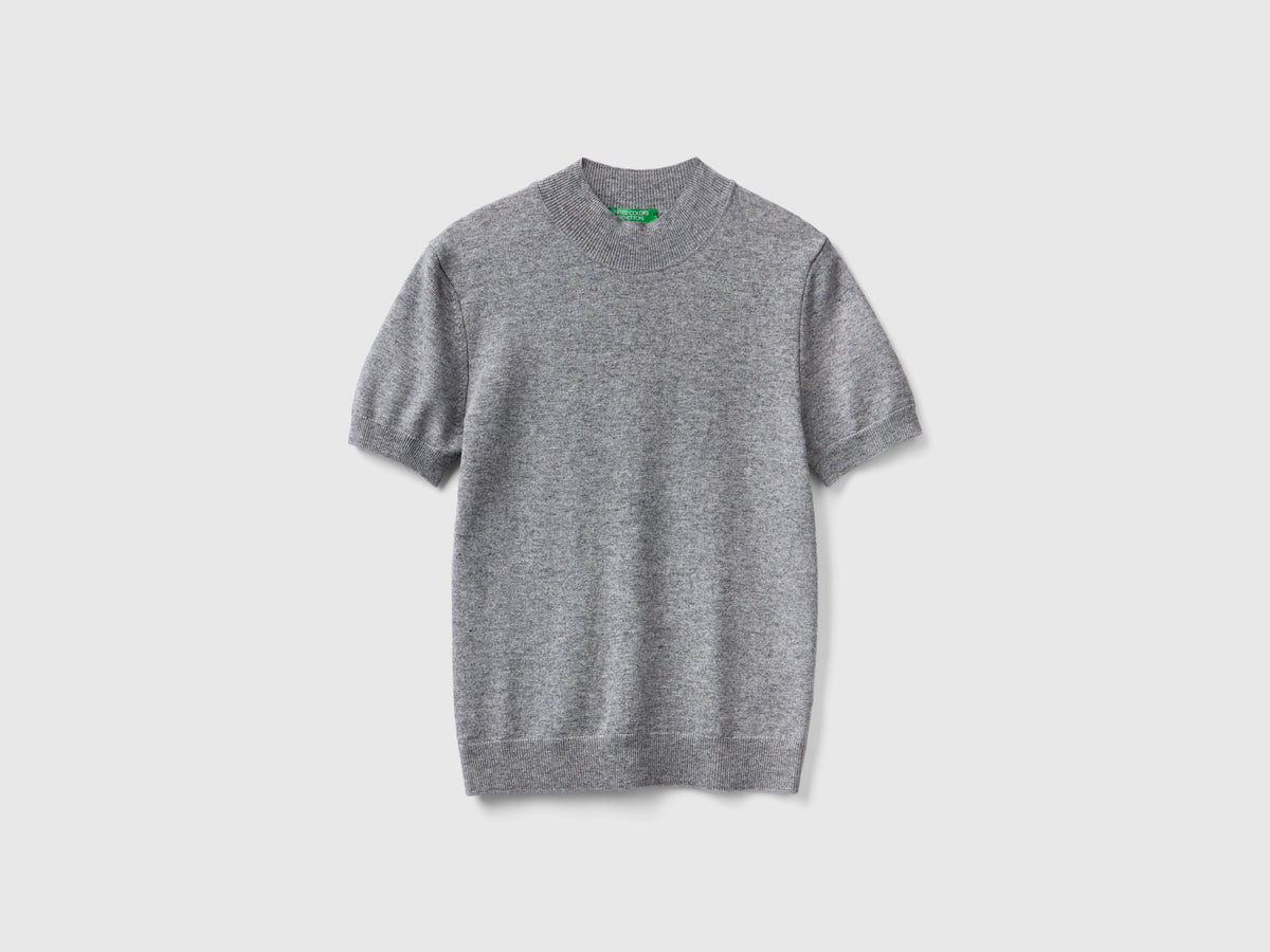 Maglia a manica corta in misto cashmere
