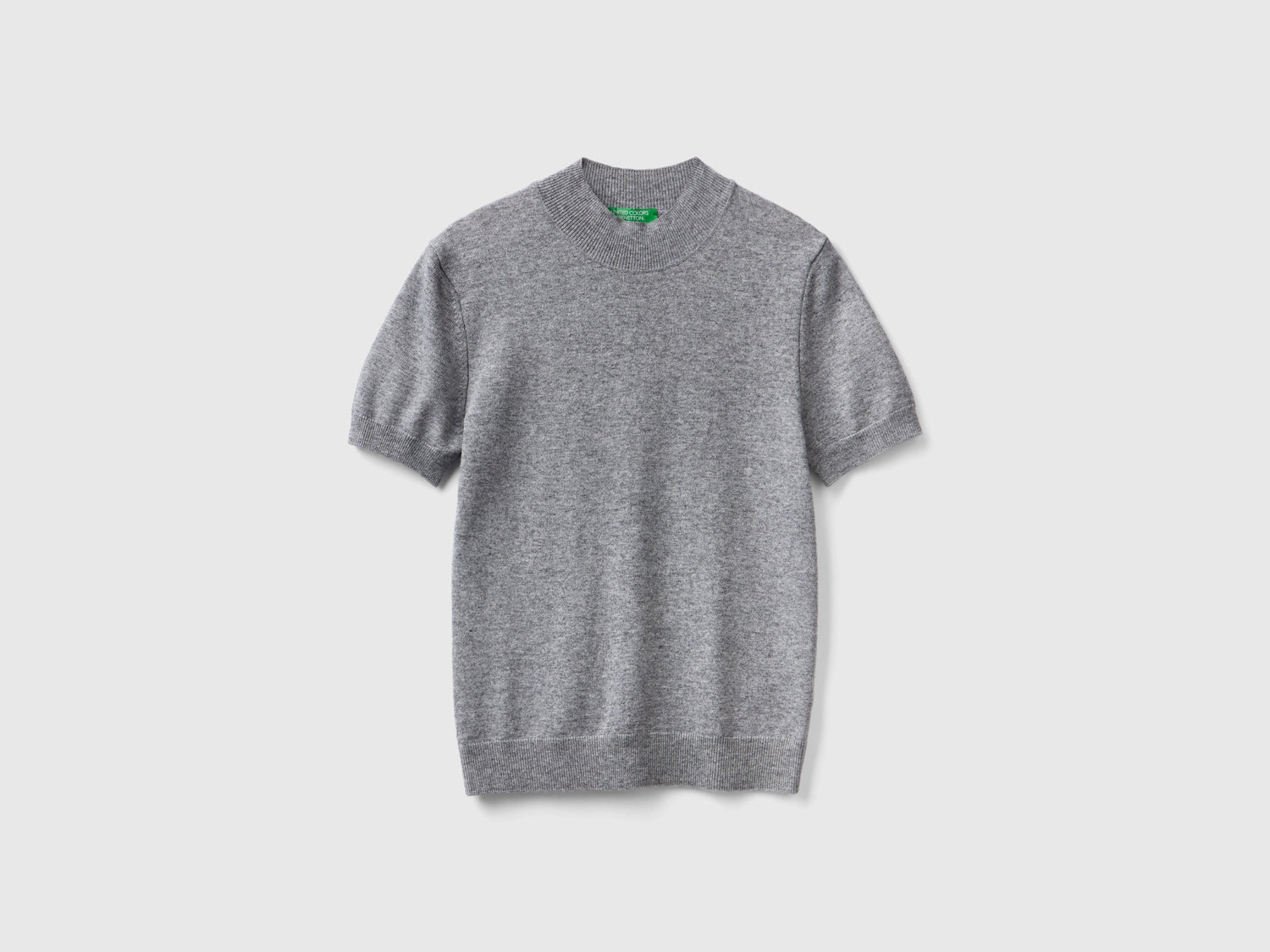 Maglia a manica corta in misto cashmere da donna grigio chiaro | Benetton Outlet