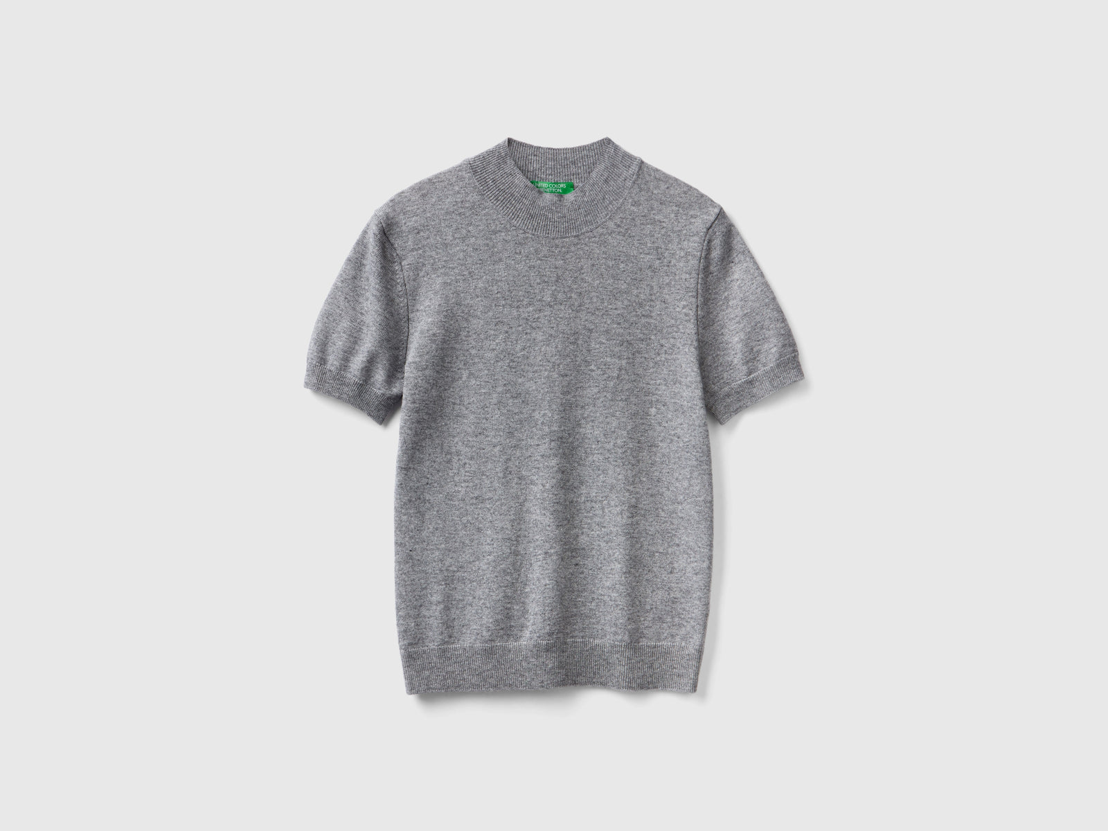 Maglia a manica corta in misto cashmere da donna grigio chiaro | Benetton Outlet