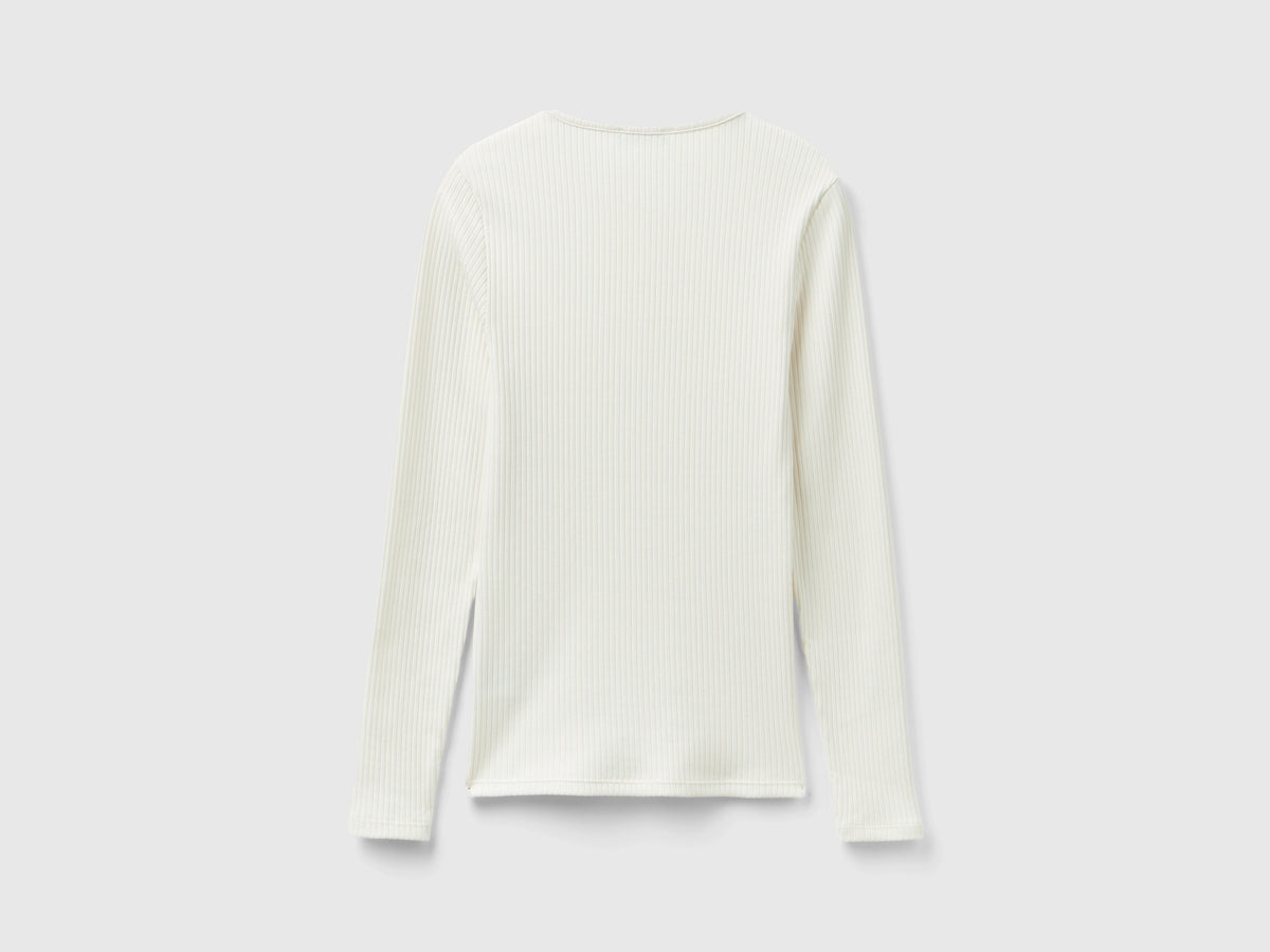T-shirt serafino a costine