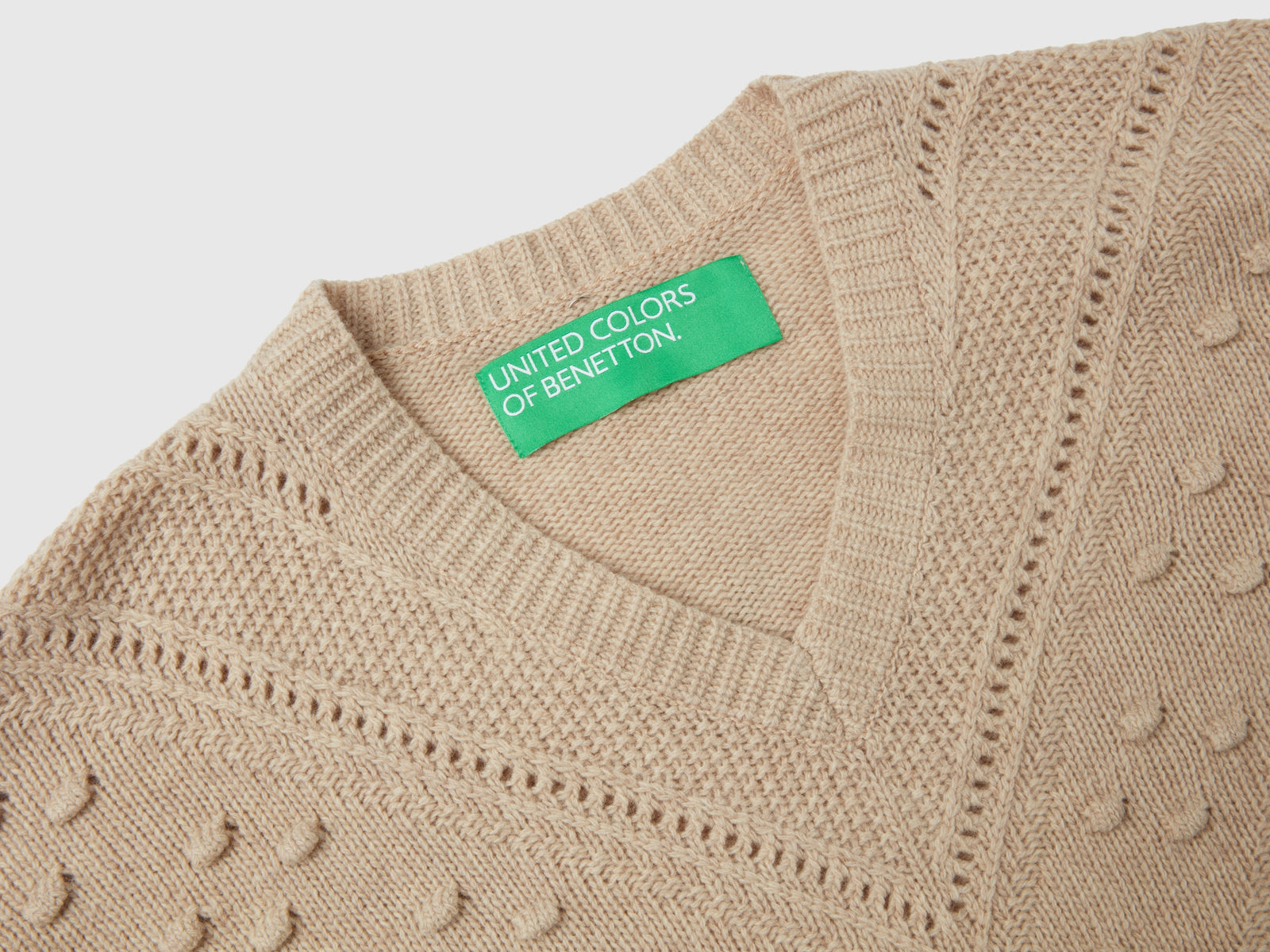 Maglia lavorata boxy fit da donna beige 3 | Benetton Outlet