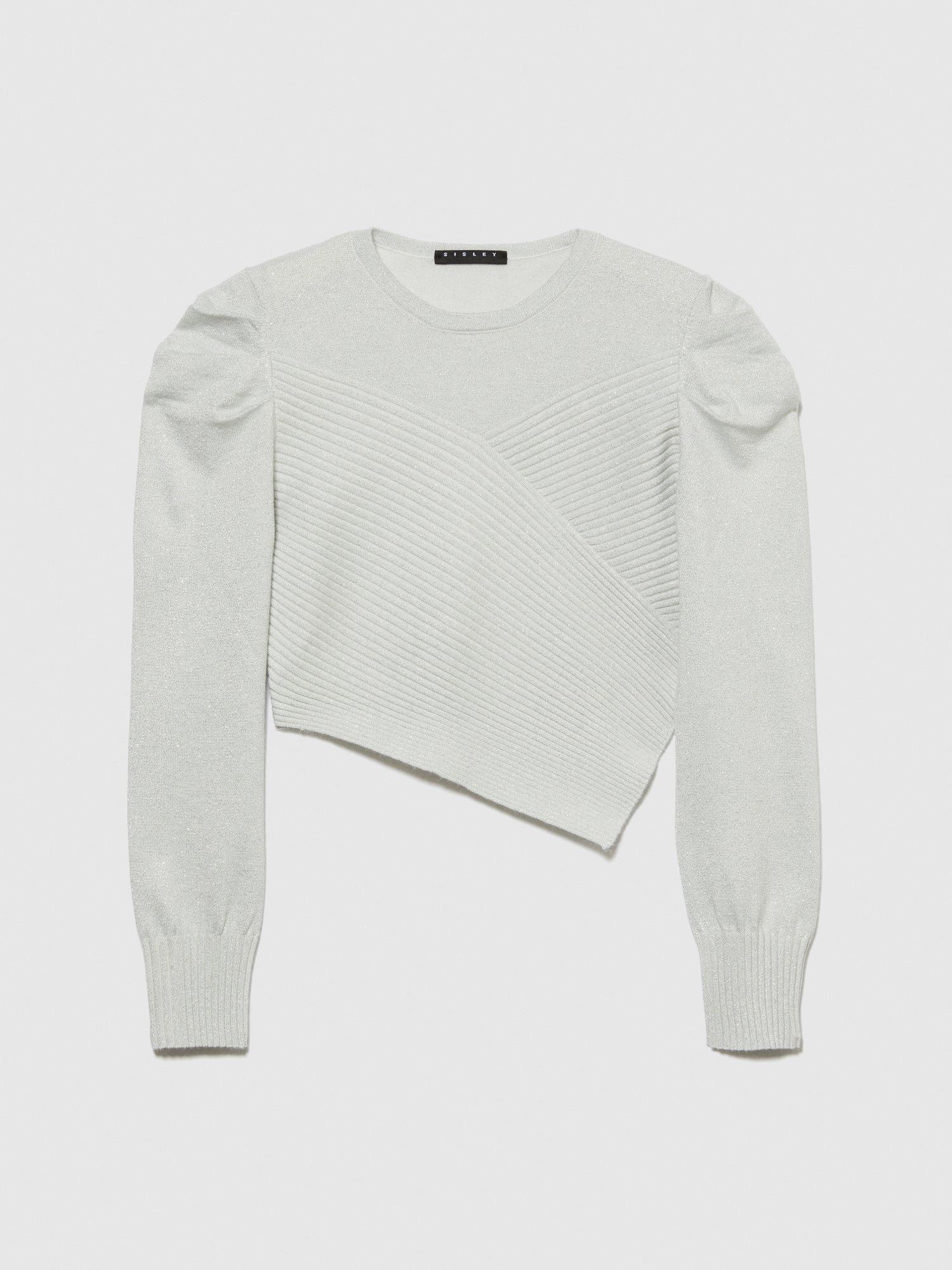 Maglia asimmetrica con lurex da bambina bianco | Sisley young Outlet