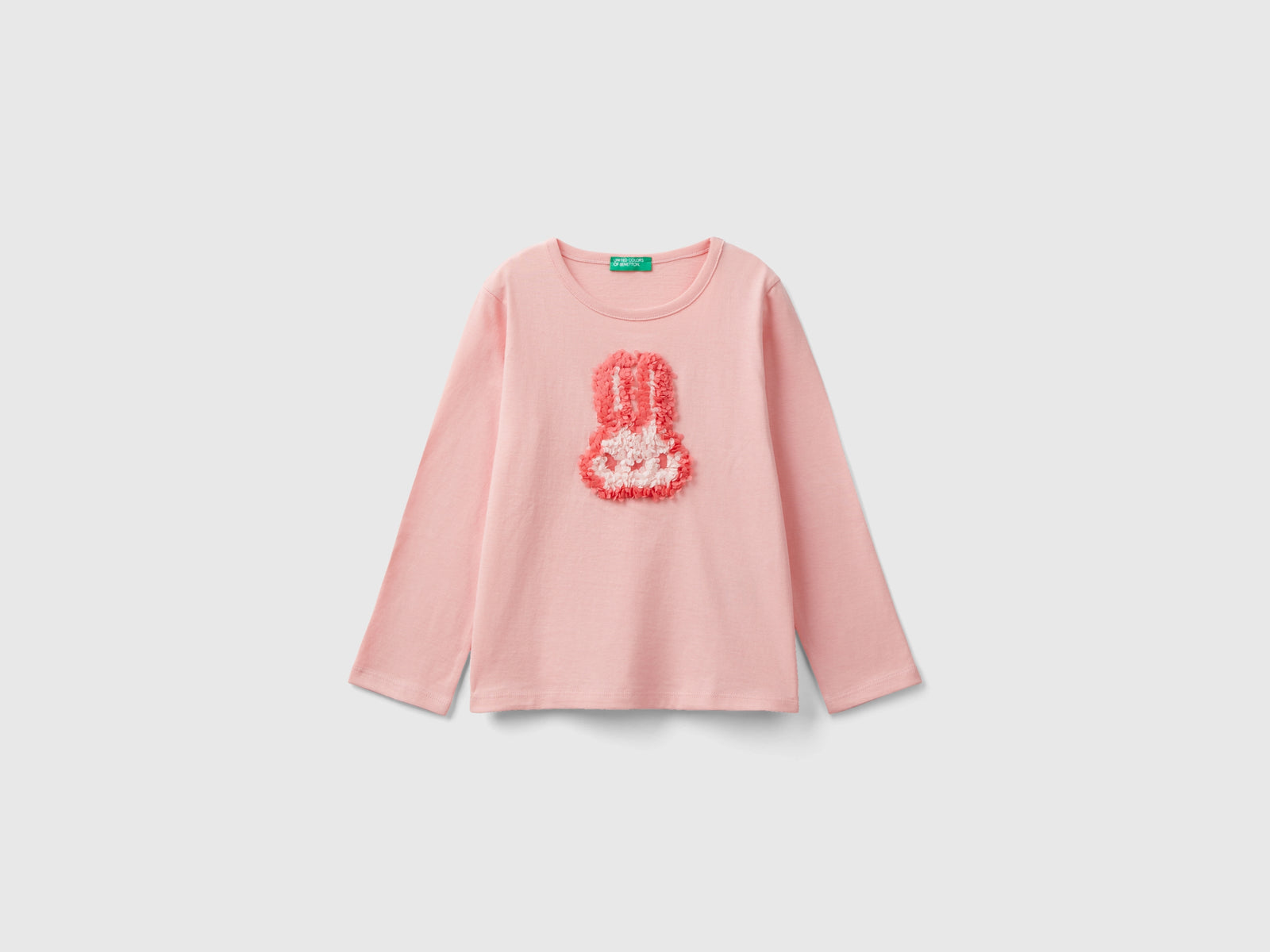 T-shirt con applicazione effetto petali da bimba rosa | Benetton Outlet
