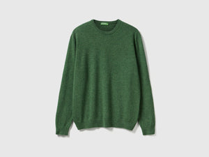 Maglia girocollo mélange in pura lana Merino