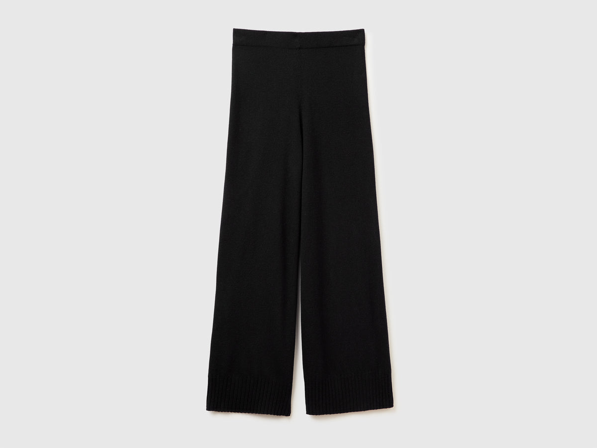 Pantaloni ampi in misto lana e cashmere
