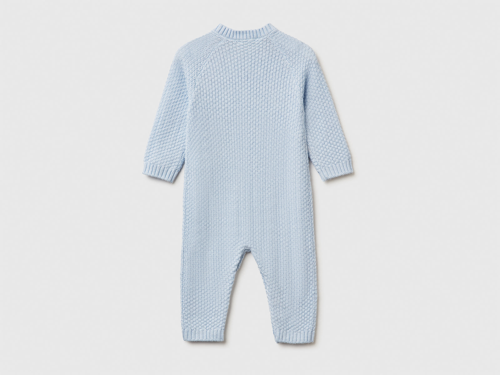 Tuta girocollo in maglia da neonato celeste 2 | Benetton Outlet