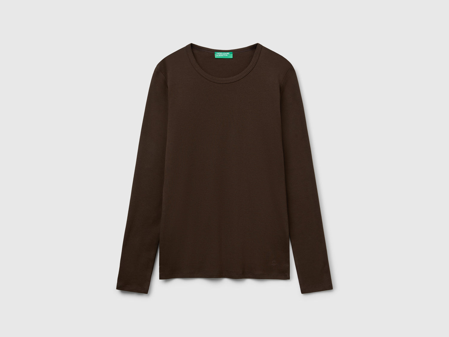 T-shirt manica lunga 100% cotone da donna marrone | Benetton Outlet