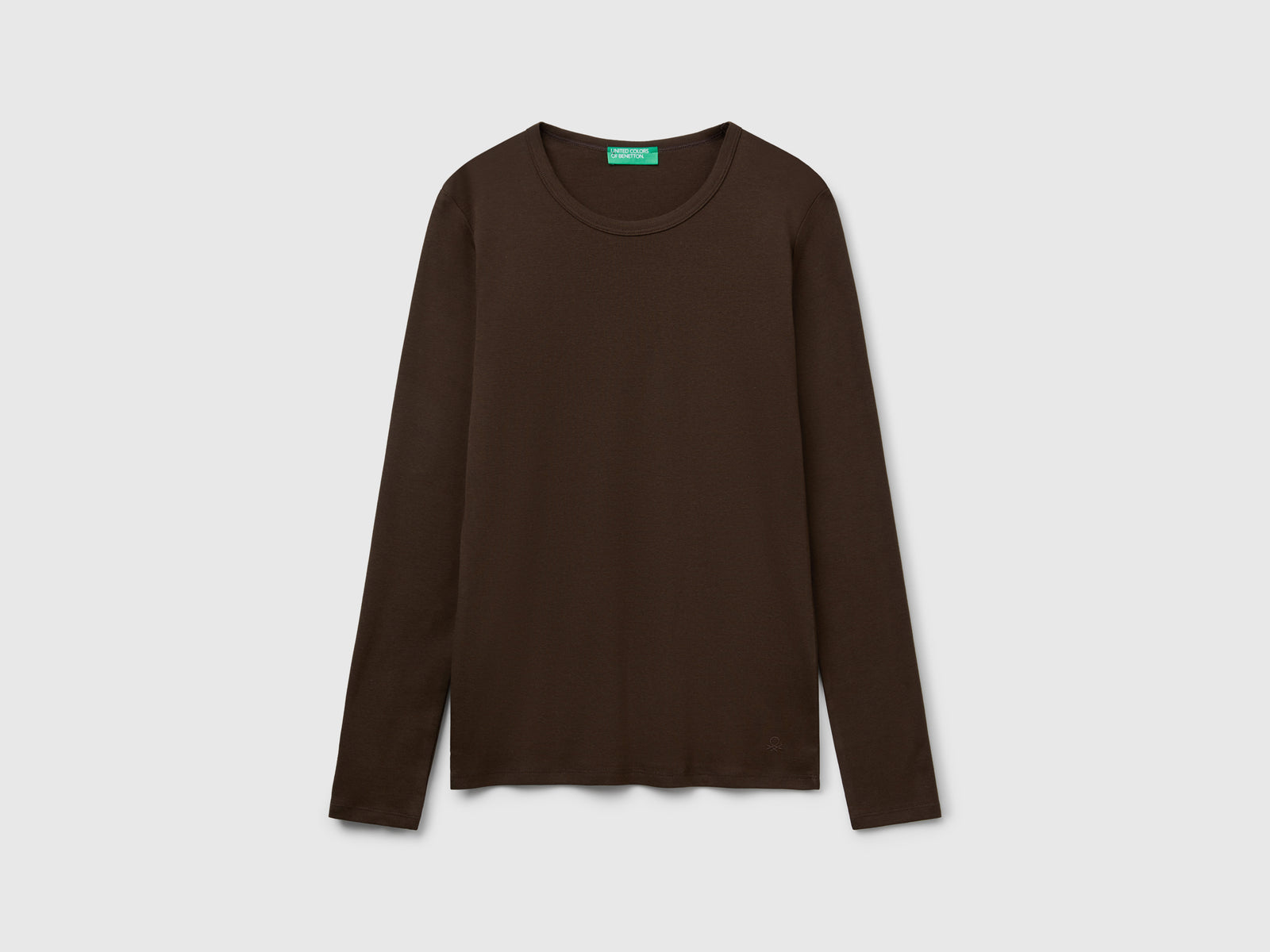 T-shirt manica lunga 100% cotone da donna marrone | Benetton Outlet