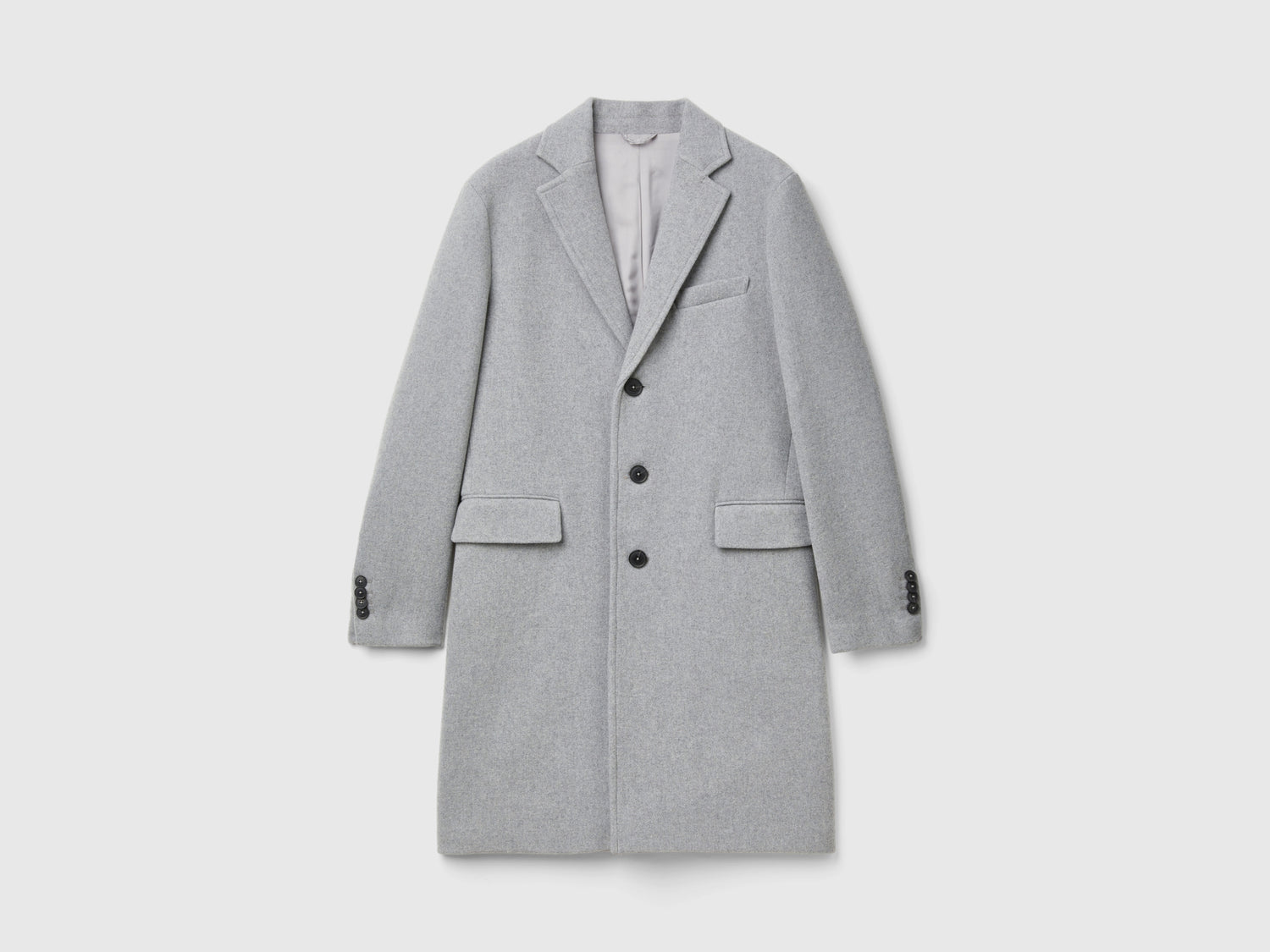 Cappotto foderato in misto lana da uomo grigio chiaro | Benetton Outlet