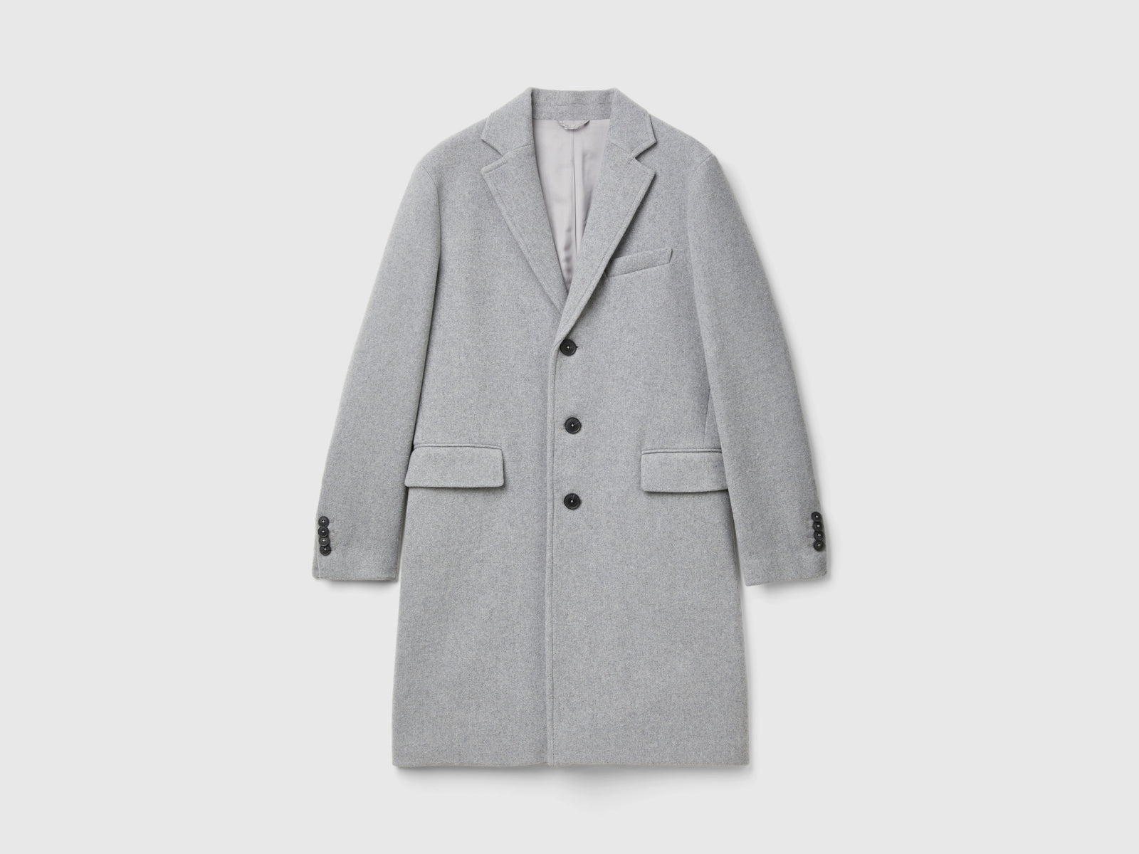 Cappotto foderato in misto lana da uomo grigio chiaro | Benetton Outlet