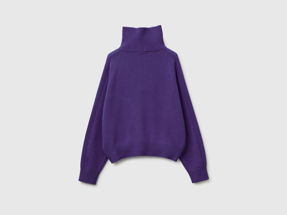 Maglia con mezza zip 100% lana