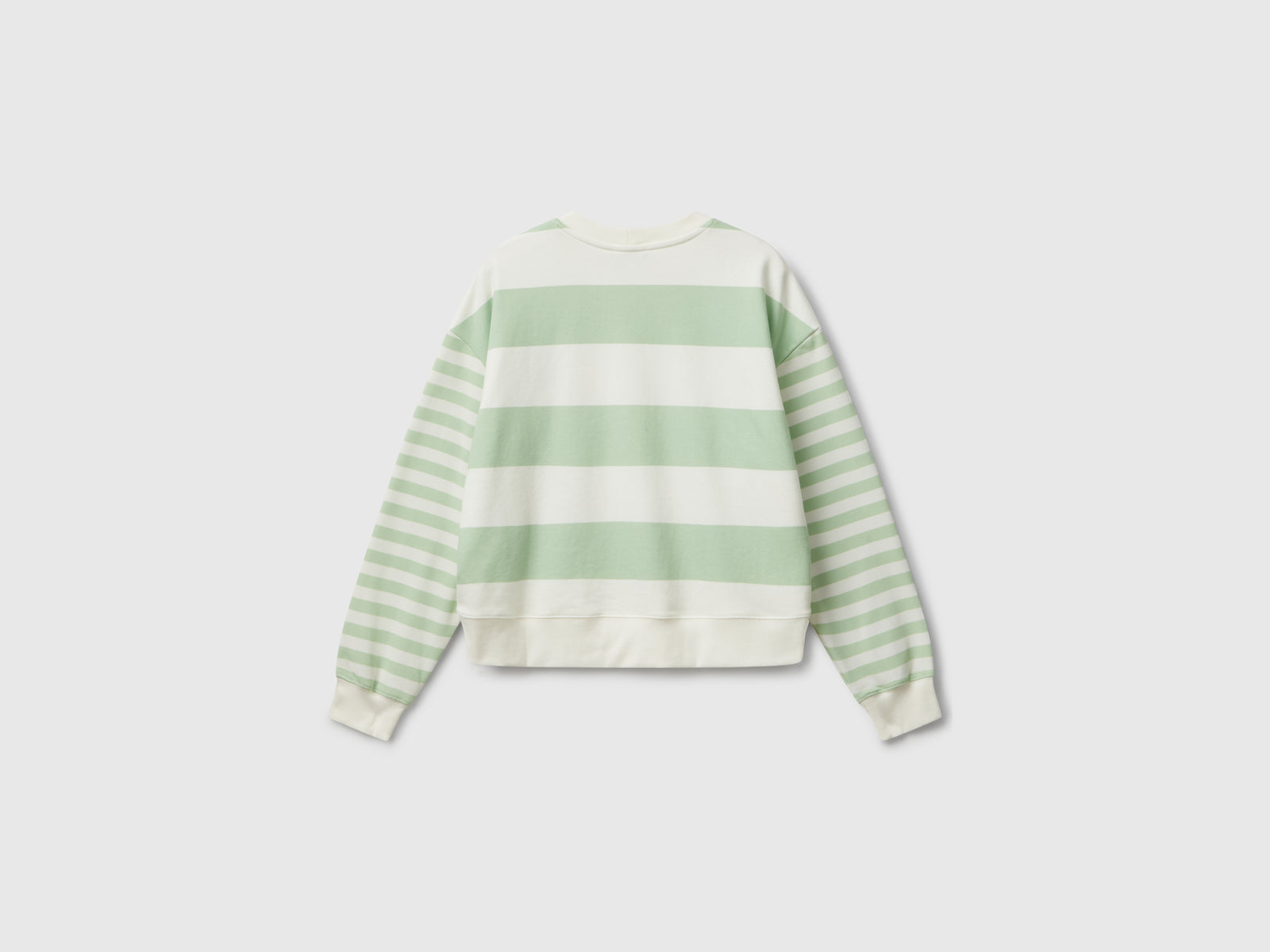 Felpa girocollo a righe da donna verde chiaro 2 | Benetton Outlet