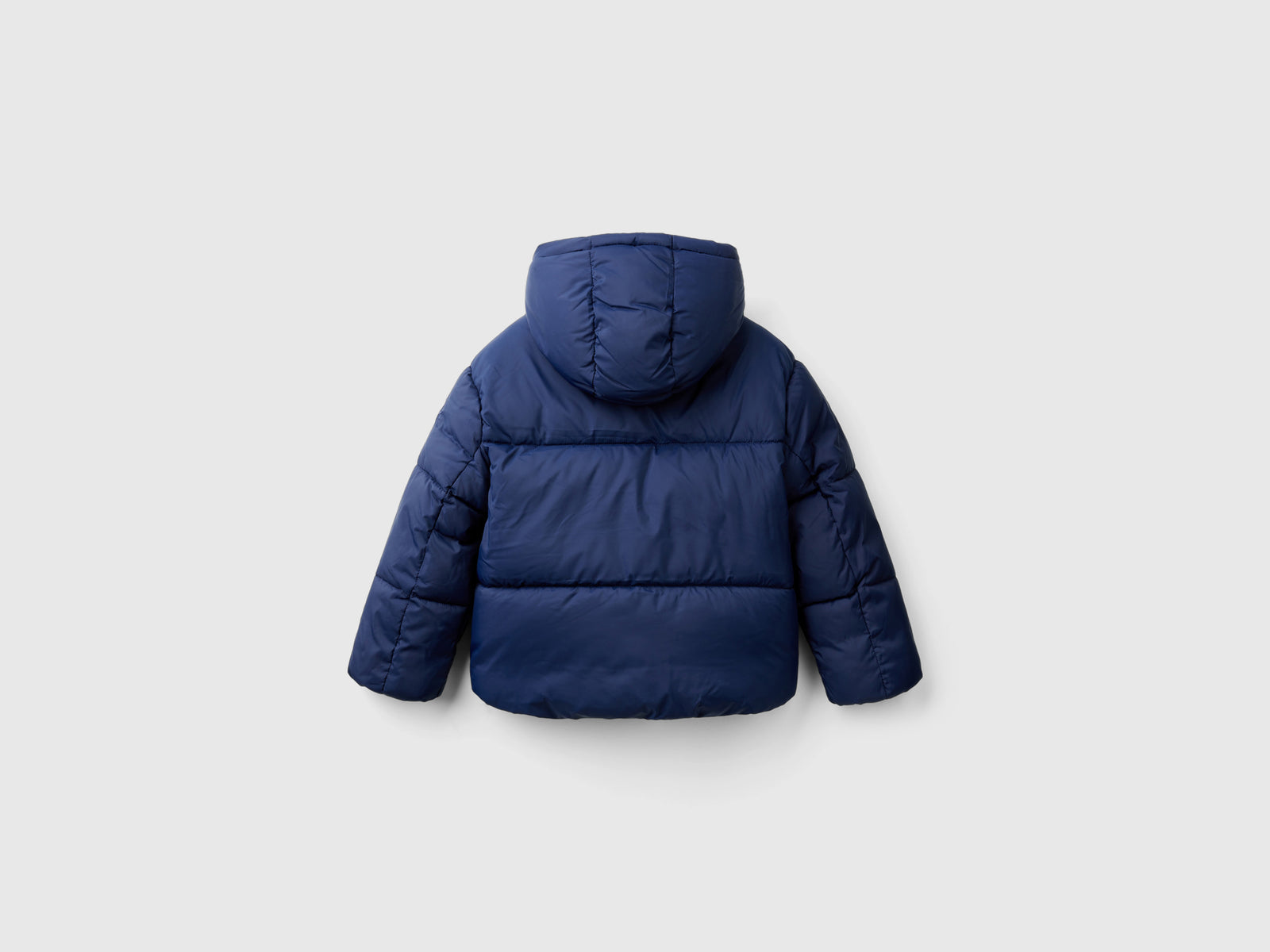 Giubbotto imbottito con cappuccio da bambina blu scuro 2 | Benetton Outlet