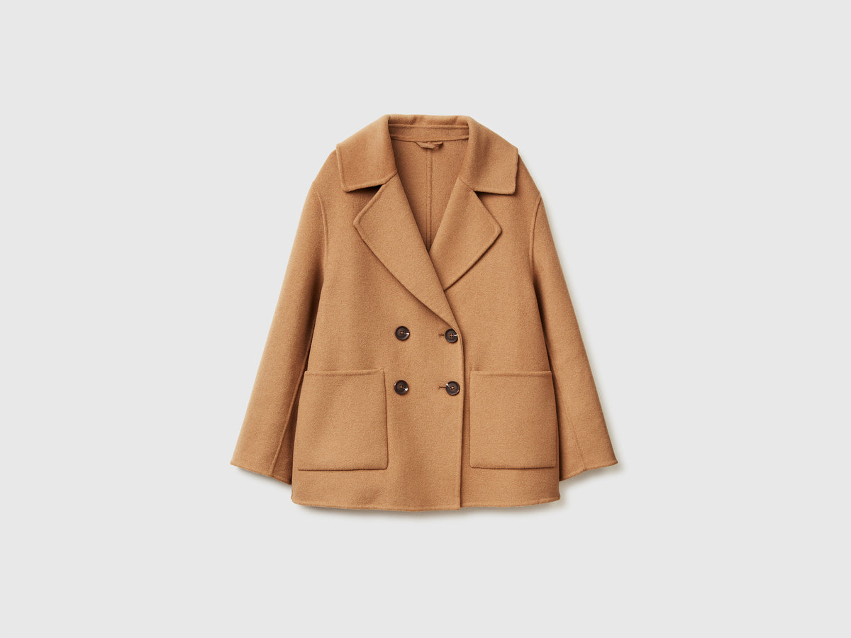 Cappotto doppiopetto in misto lana