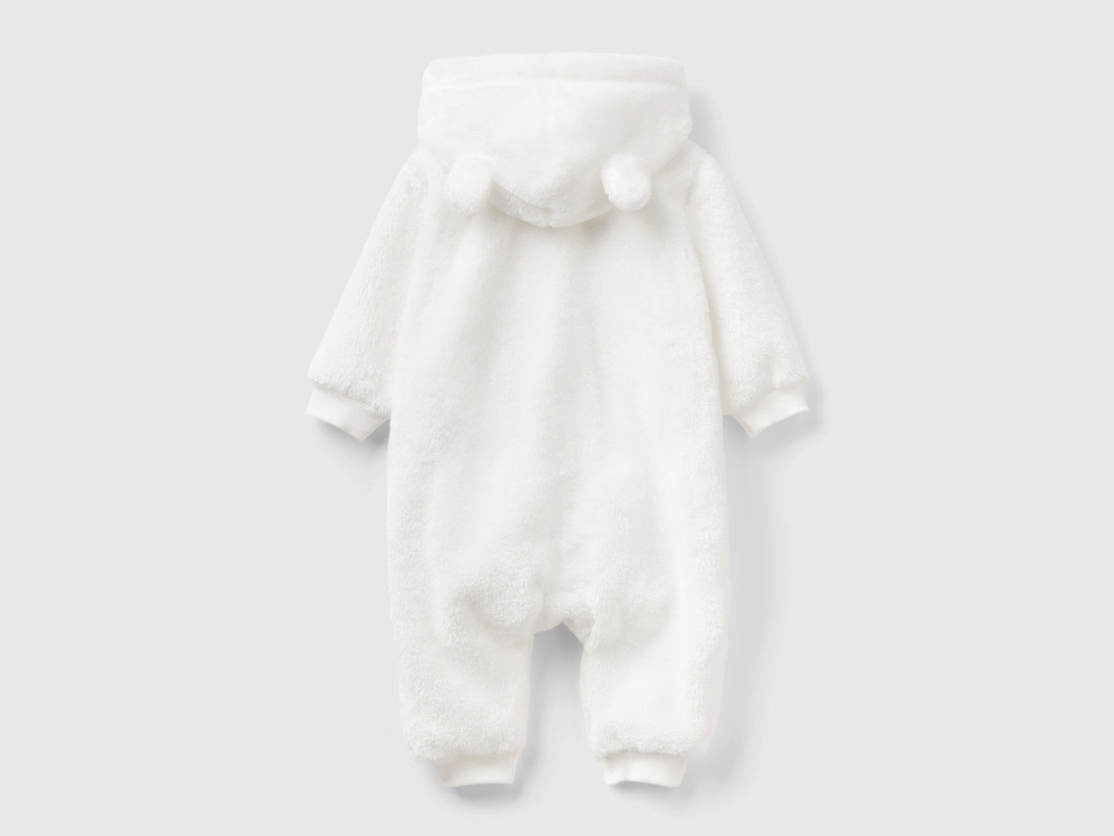 Tutina in pelliccetta sintetica da neonato bianco 2 | Benetton Outlet