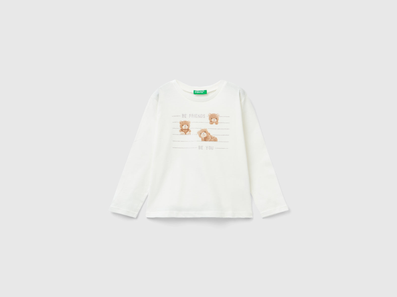 Maglietta con stampa fotografica da bimba bianco panna | Benetton Outlet