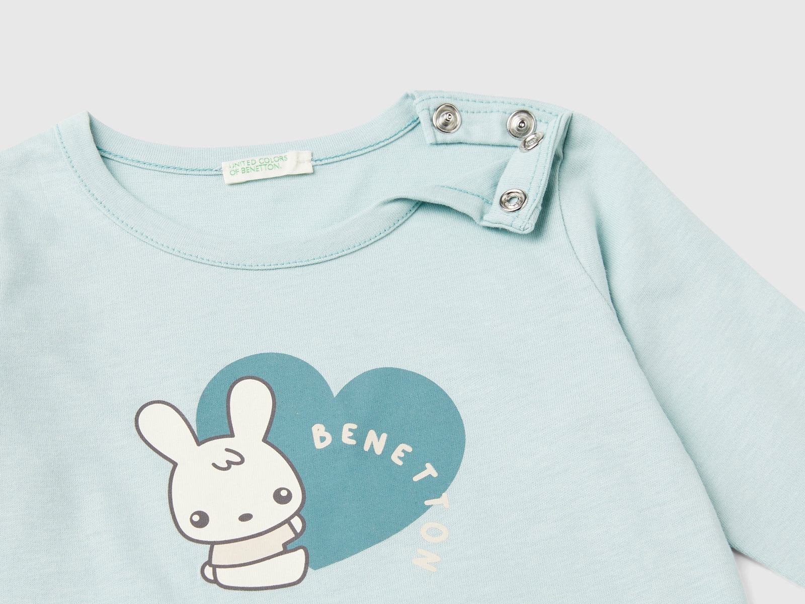 T-shirt in caldo cotone bio da neonato verde acqua 3 | Benetton Outlet