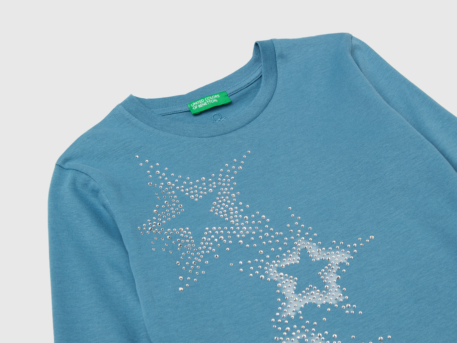 T-shirt con applicazione strass da bambina turchese 3 | Benetton Outlet
