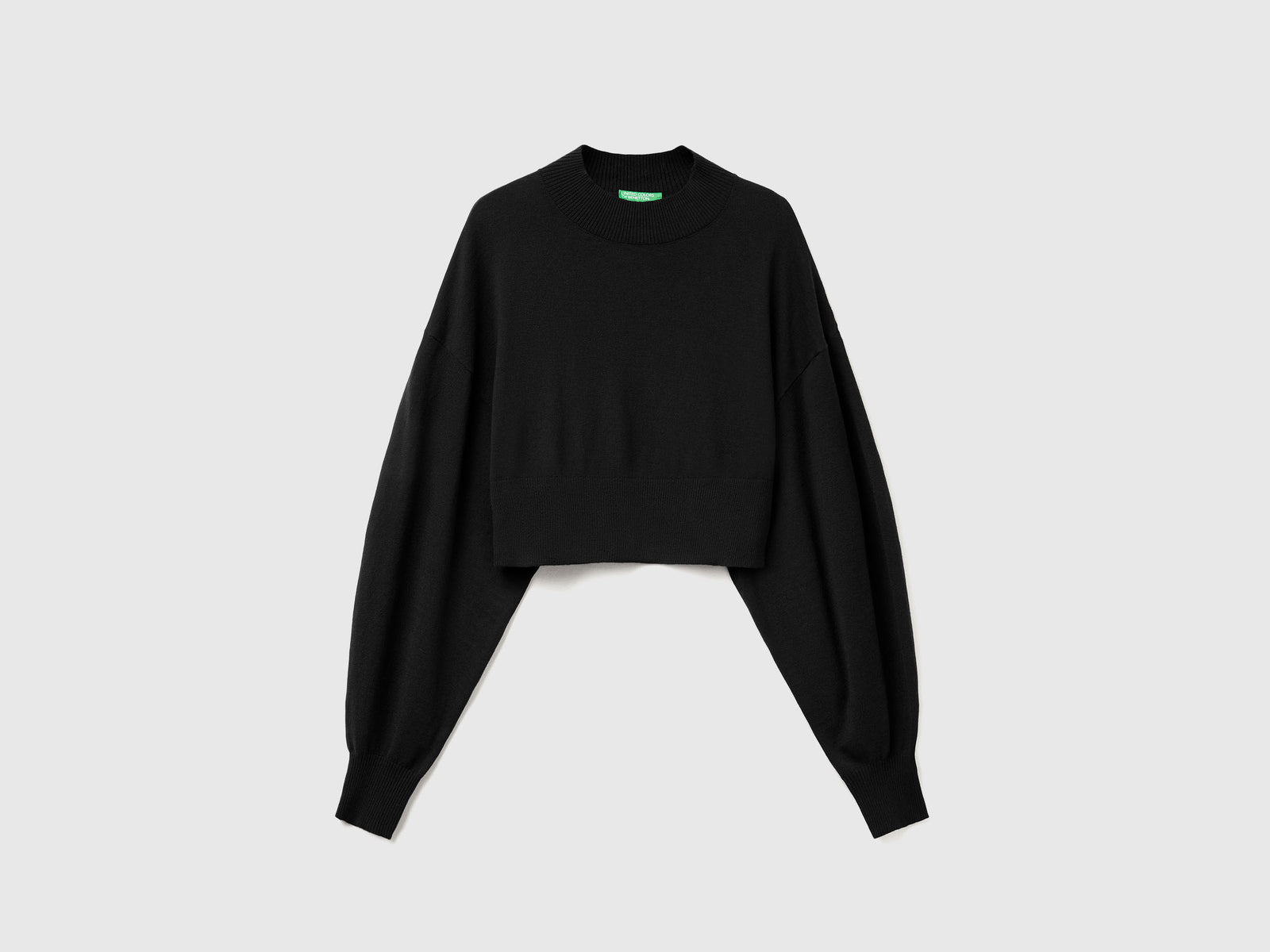 Maglia lupetto cropped da donna nero | Benetton Outlet