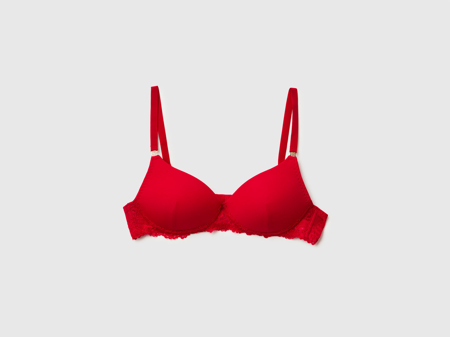 Reggiseno imbottito con pizzo da donna rosso | Benetton Outlet