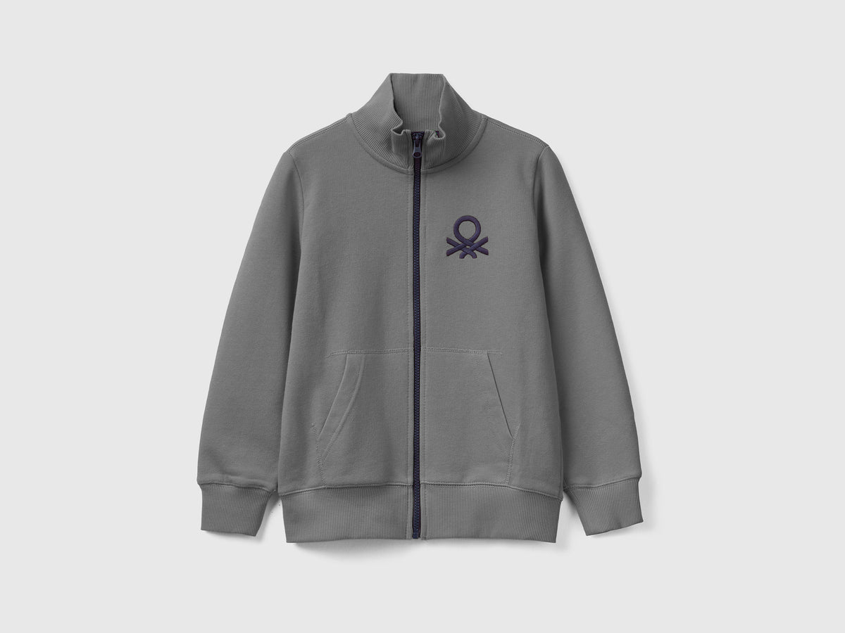 Felpa con zip in puro cotone