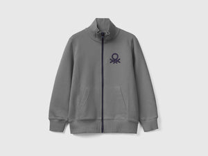 Felpa con zip in puro cotone