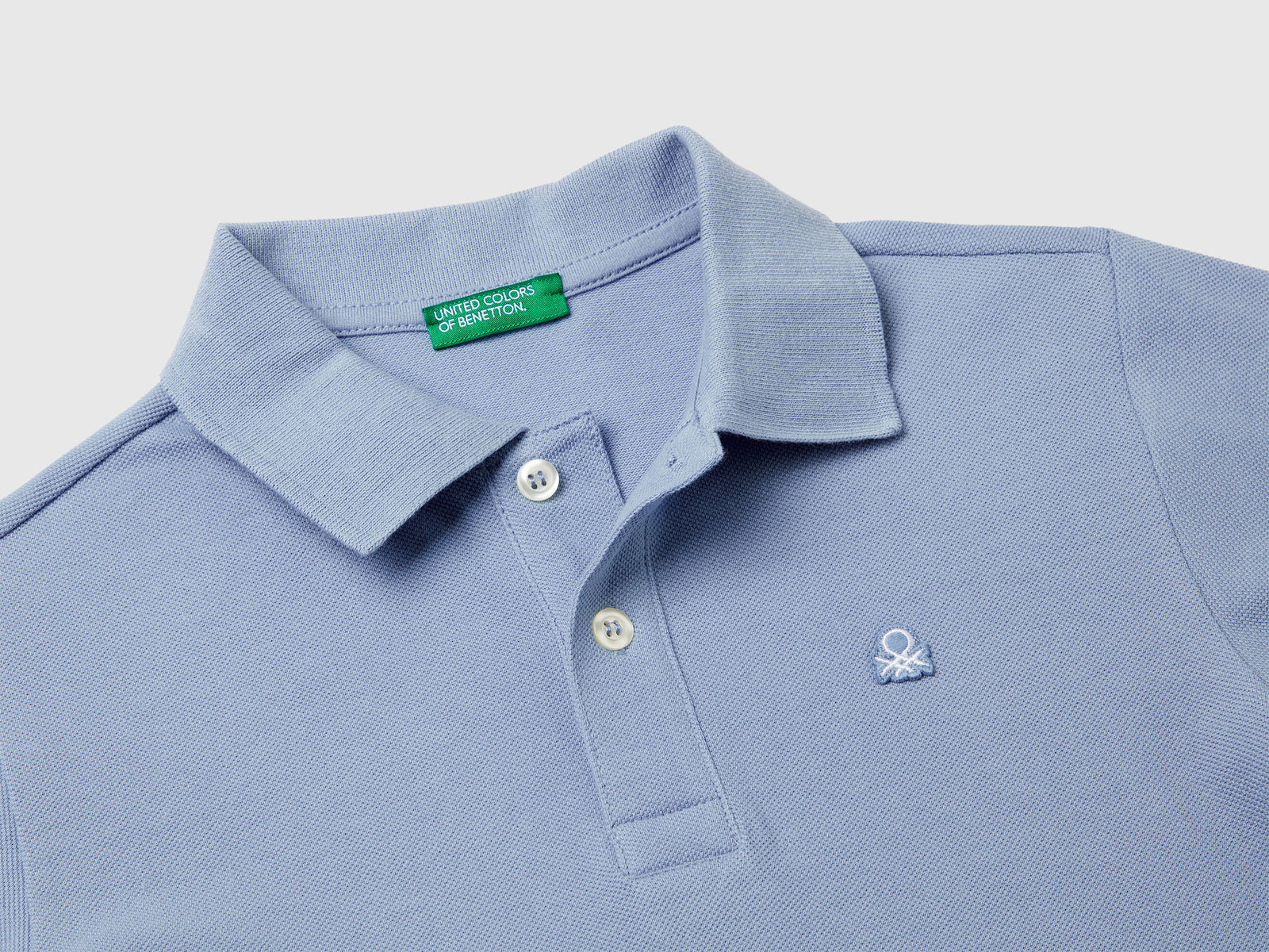 Polo manica lunga cotone da bambino azzurro 3 | Benetton Outlet