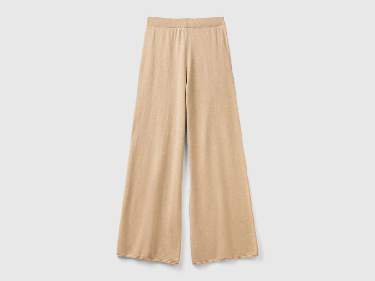 Pantaloni ampi in misto lana e cashmere