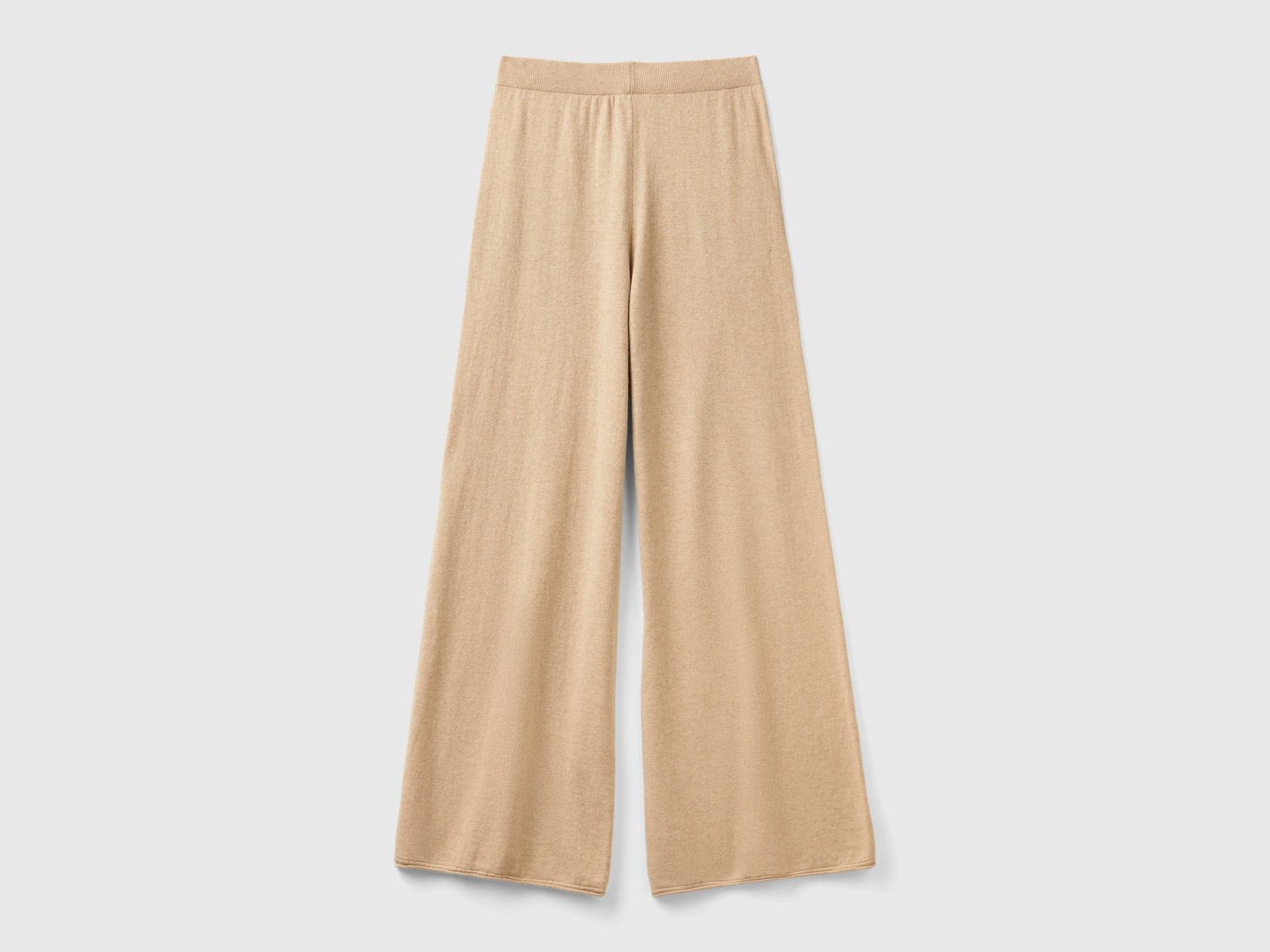 Pantaloni ampi in misto lana e cashmere da donna beige 2 | Benetton Outlet