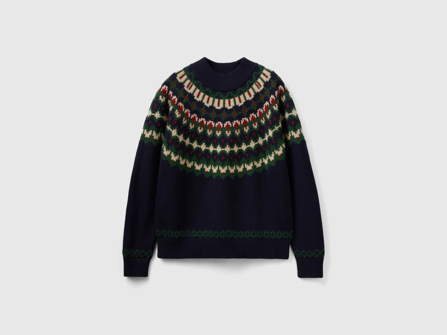 Maglia lupetto jacquard da uomo blu scuro | Benetton Outlet