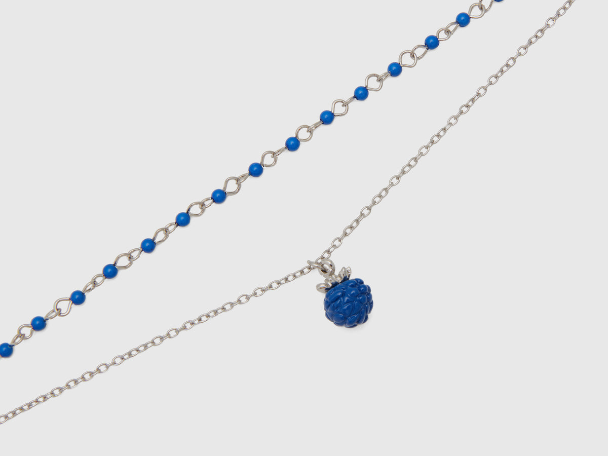 Collana doppio filo con pendente mora