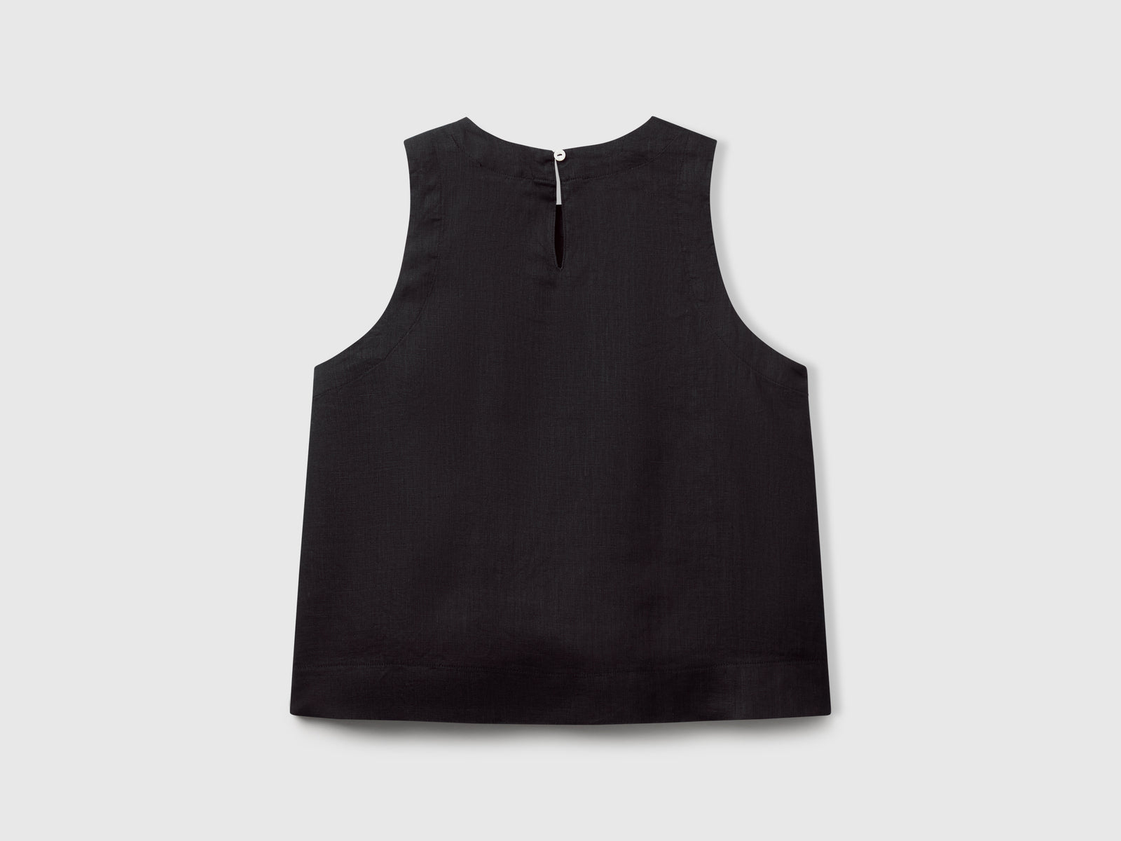 Top smanicato in puro lino da donna nero 2 | Benetton Outlet