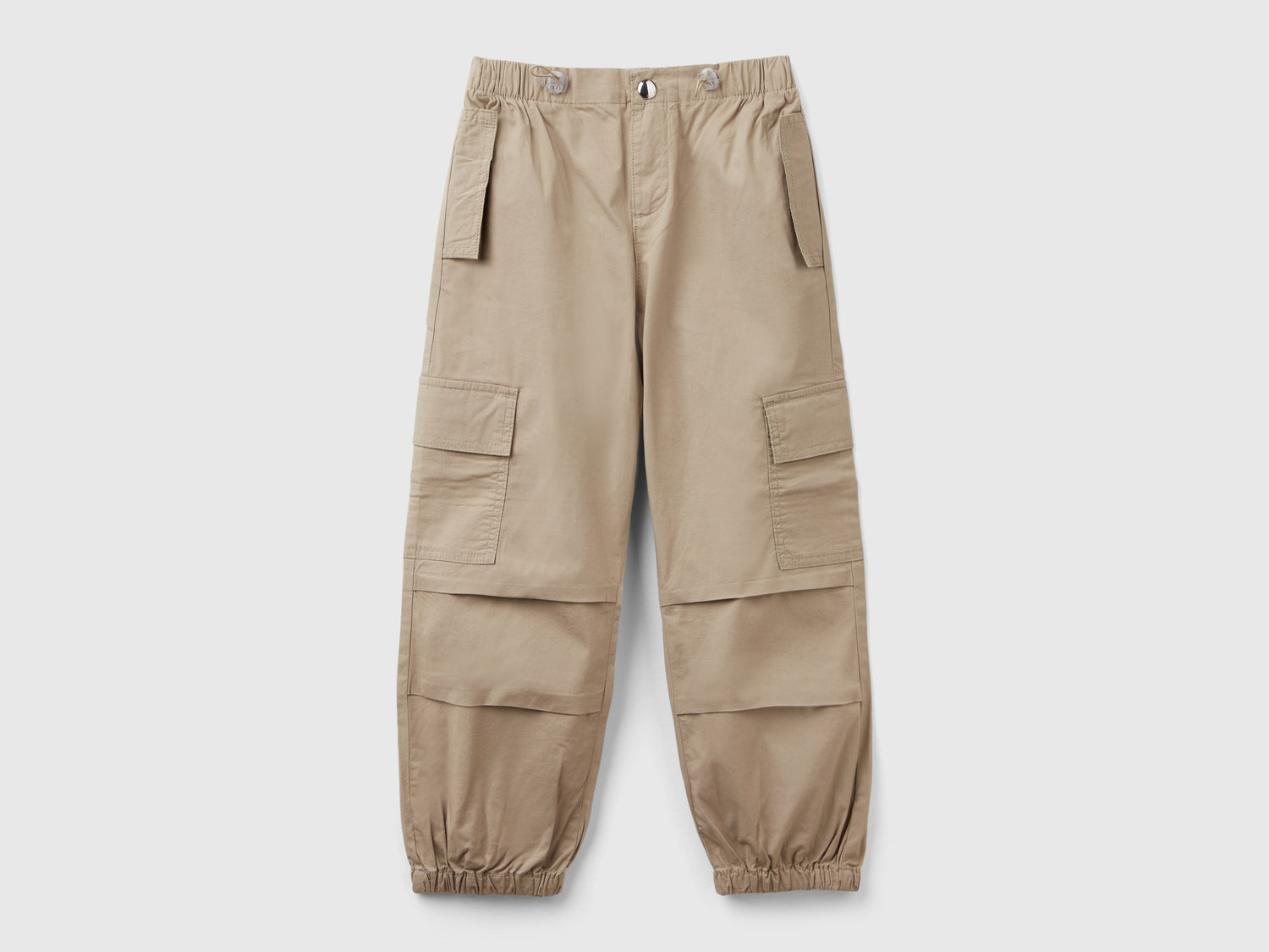 Pantaloni cargo in cotone stretch da bambina beige | Benetton Outlet