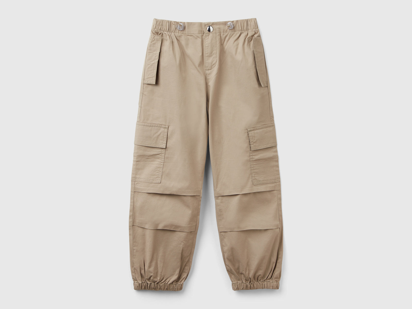 Pantaloni cargo in cotone stretch da bambina beige | Benetton Outlet