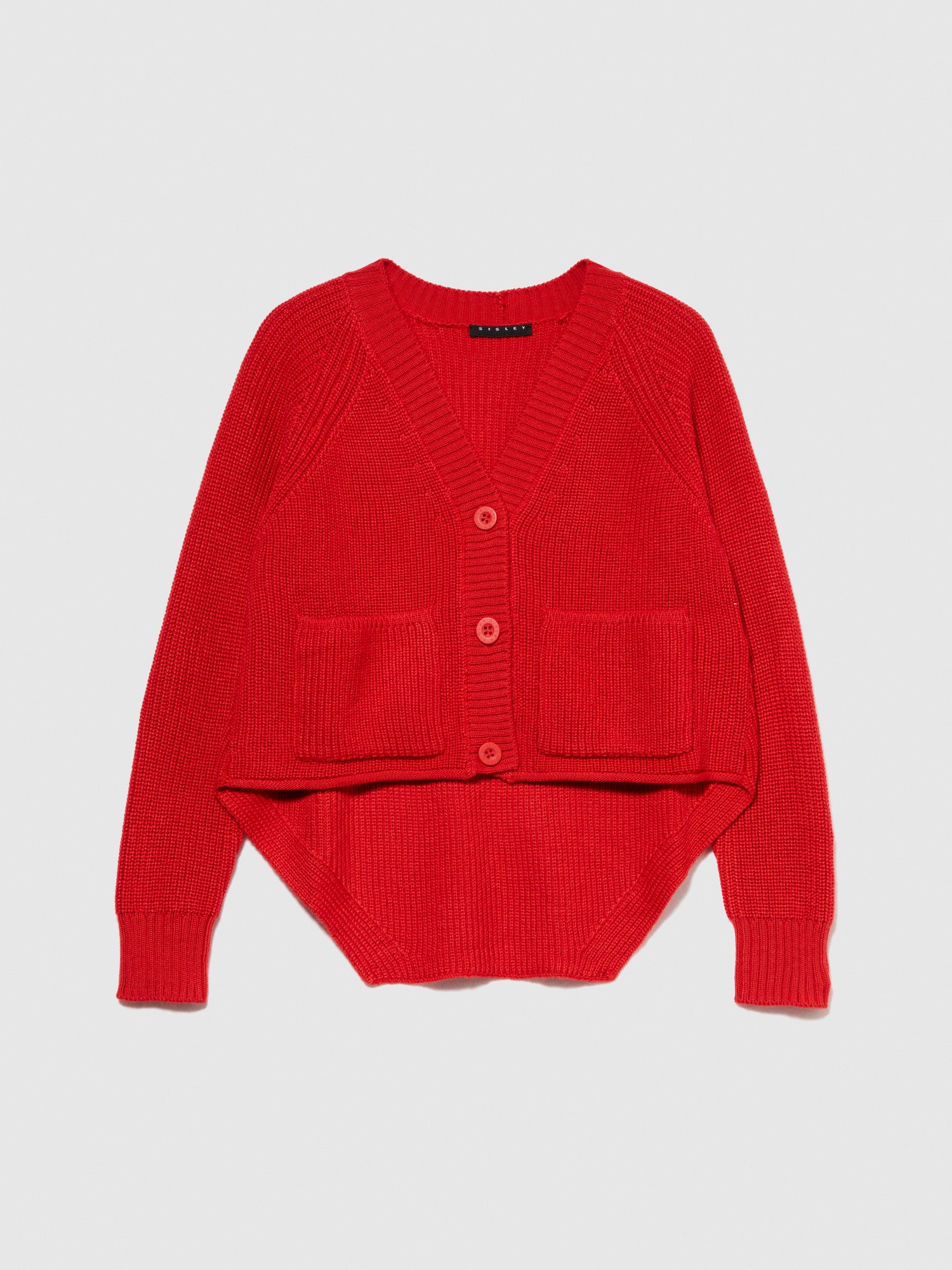 Cardigan asimmetrico da bambina rosso | Sisley young Outlet