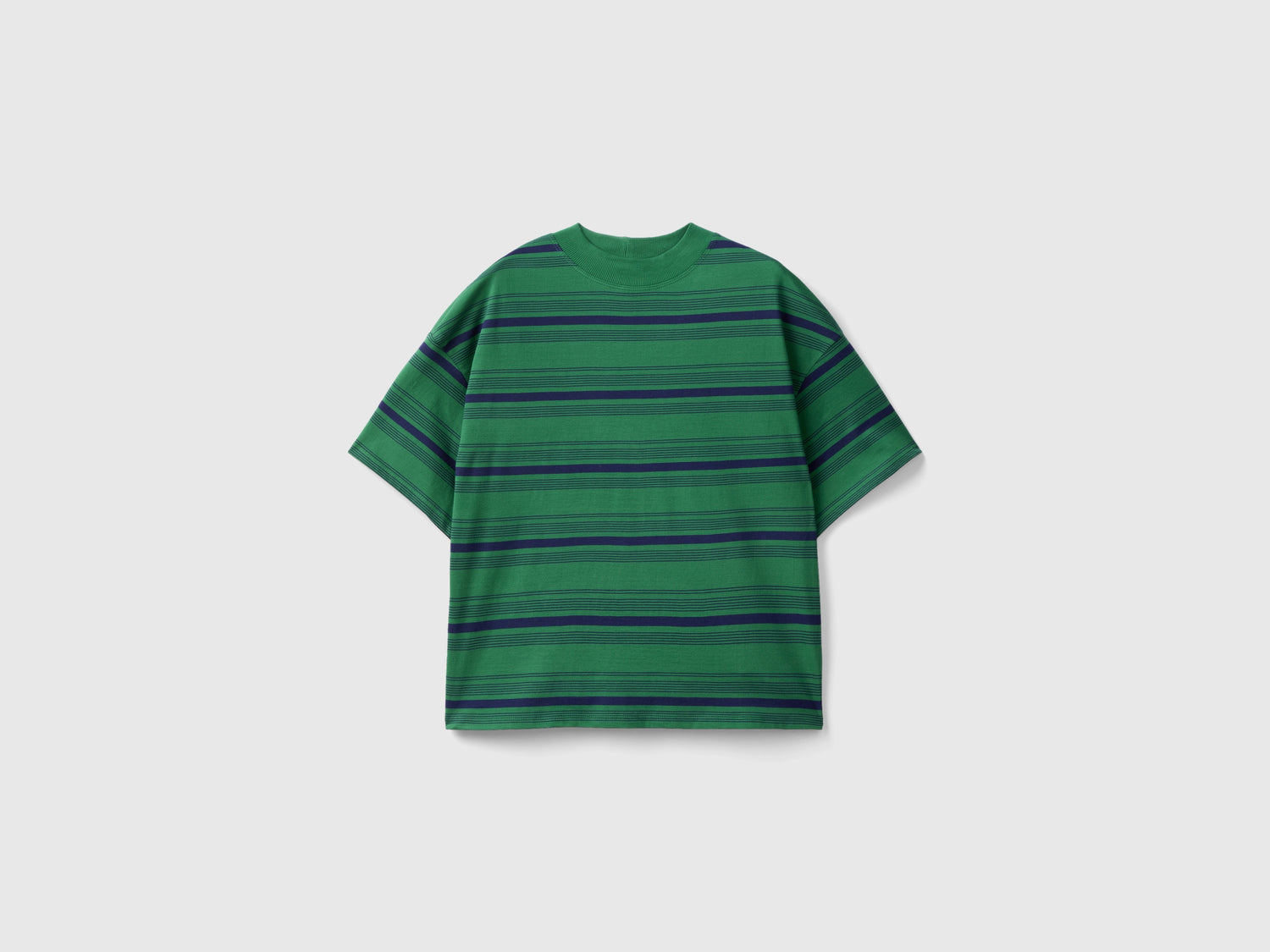 T-shirt lupetto a righe da donna verde | Benetton Outlet