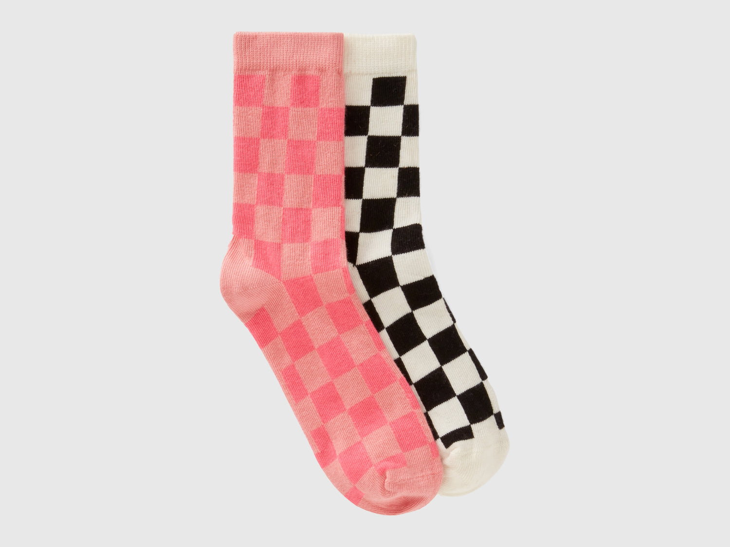 Due paia di calzini lunghi a scacchi da bambino multi-color | Benetton Outlet