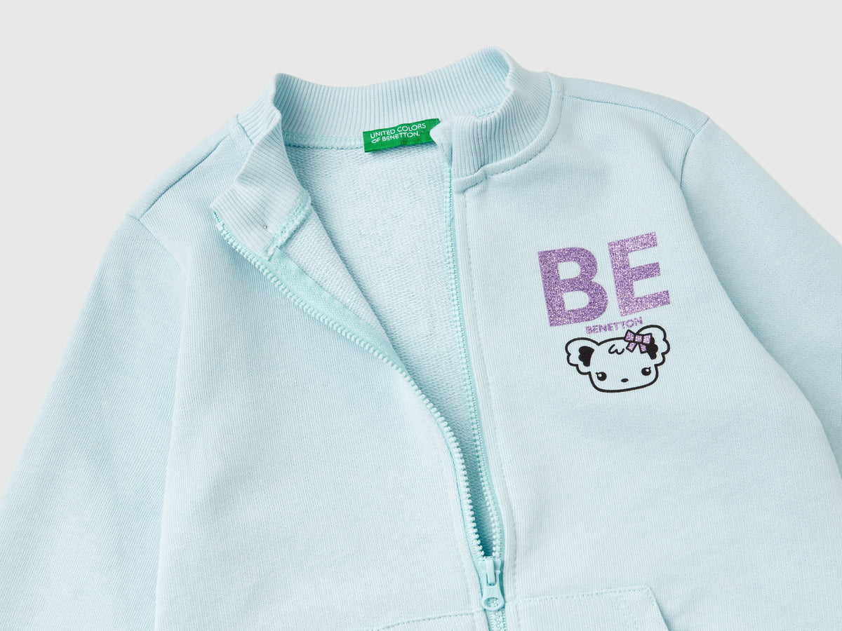 Felpa con zip in cotone bio