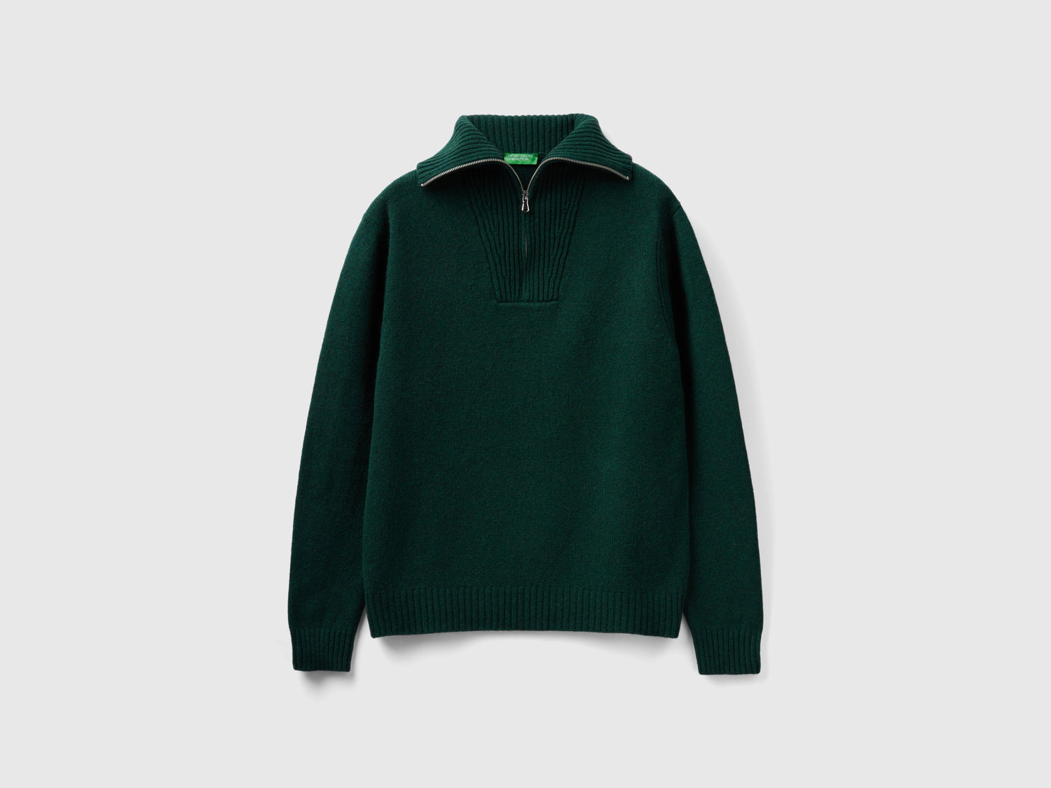 Maglia in pura lana Shetland da uomo verde scuro | Benetton Outlet