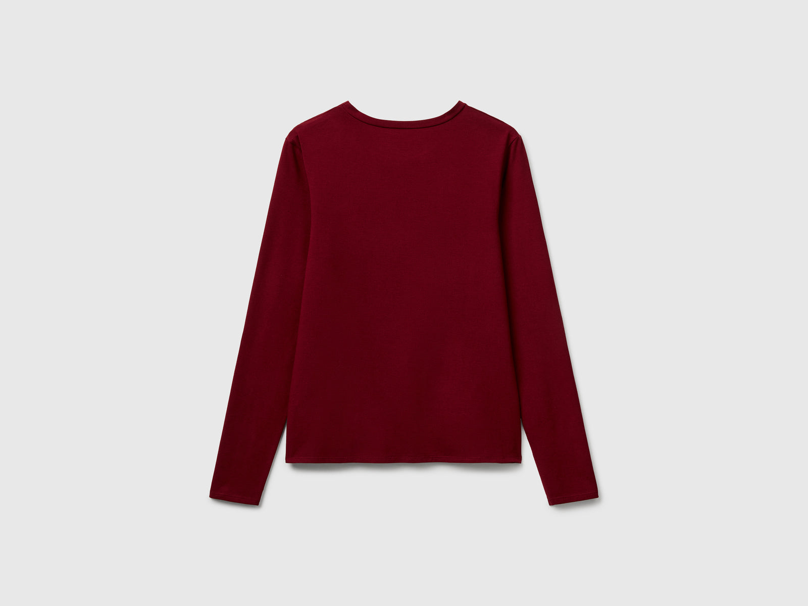 T-shirt manica lunga in cotone super stretch da donna bordeaux 2 | Benetton Outlet