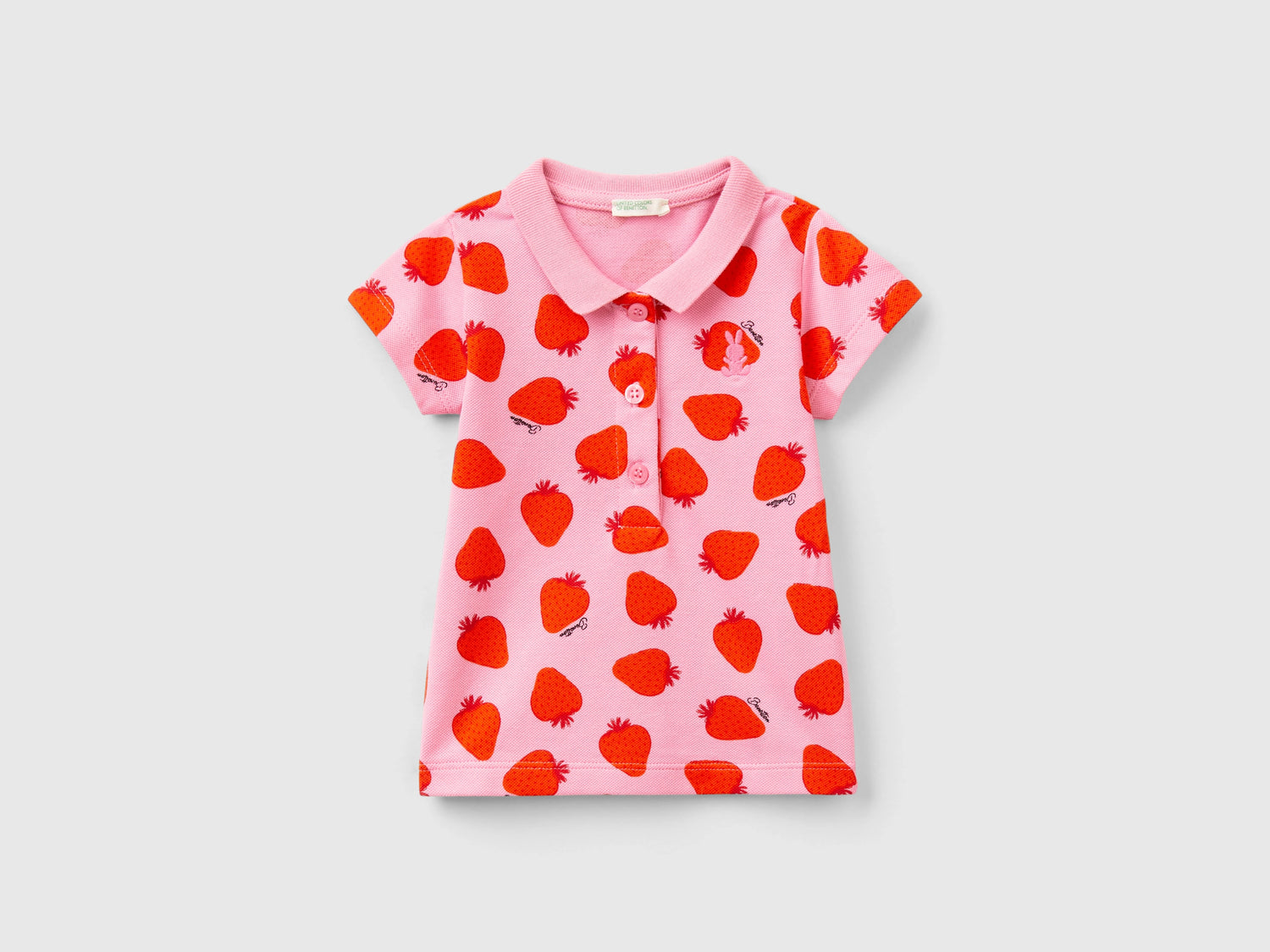 Polo con pattern fragole da neonato rosa | Benetton Outlet