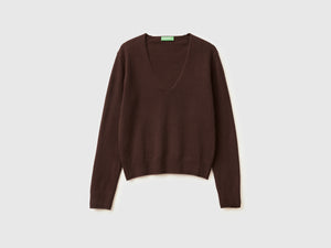 Maglione con scollo a V in pura lana Merino