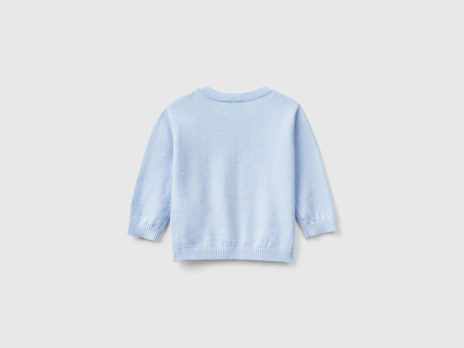 Maglia in misto lana con ricamo da neonato celeste 2 | Benetton Outlet
