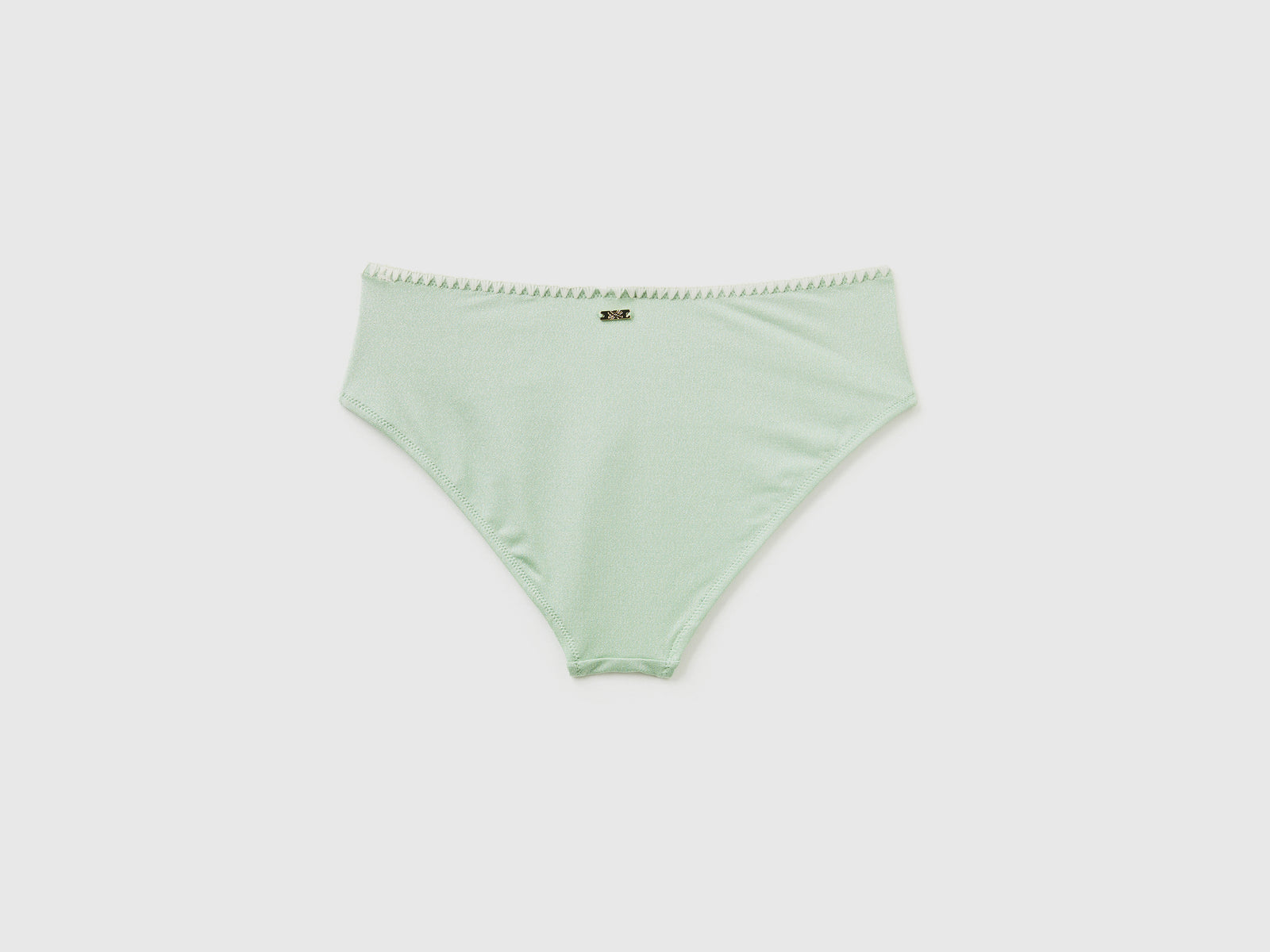 Slip costume in tessuto elasticizzato con lurex da donna verde chiaro 2 | Benetton Outlet