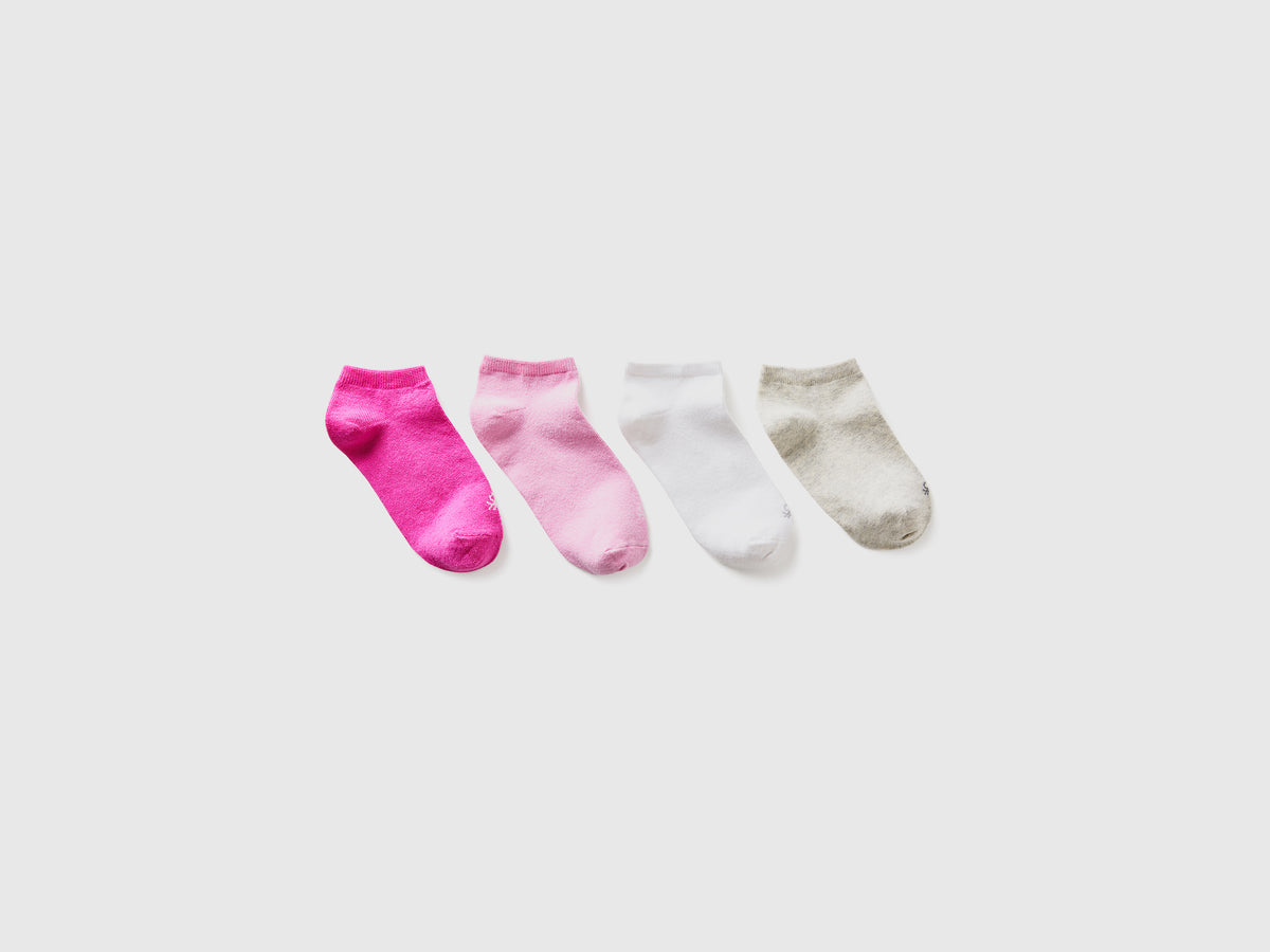 Quattro paia di calzini corti da bambino multi-color | Benetton Outlet