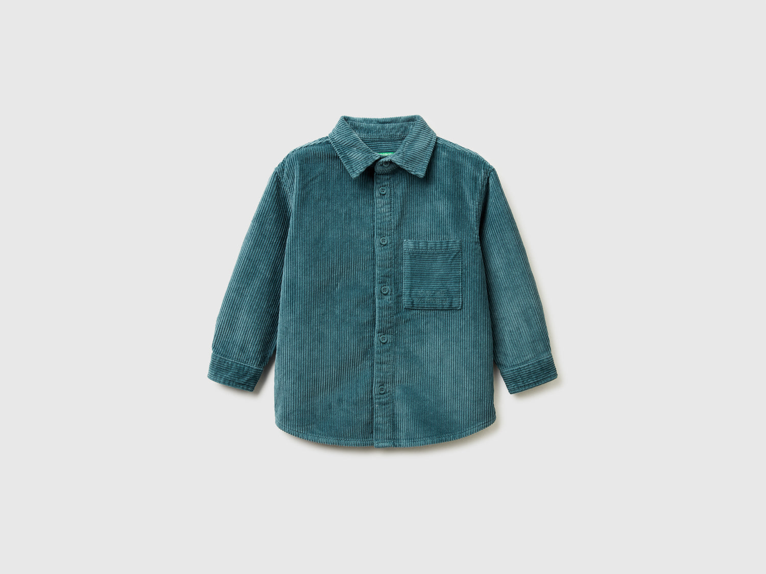 Camicia in velluto con taschino da bimbo turchese | Benetton Outlet
